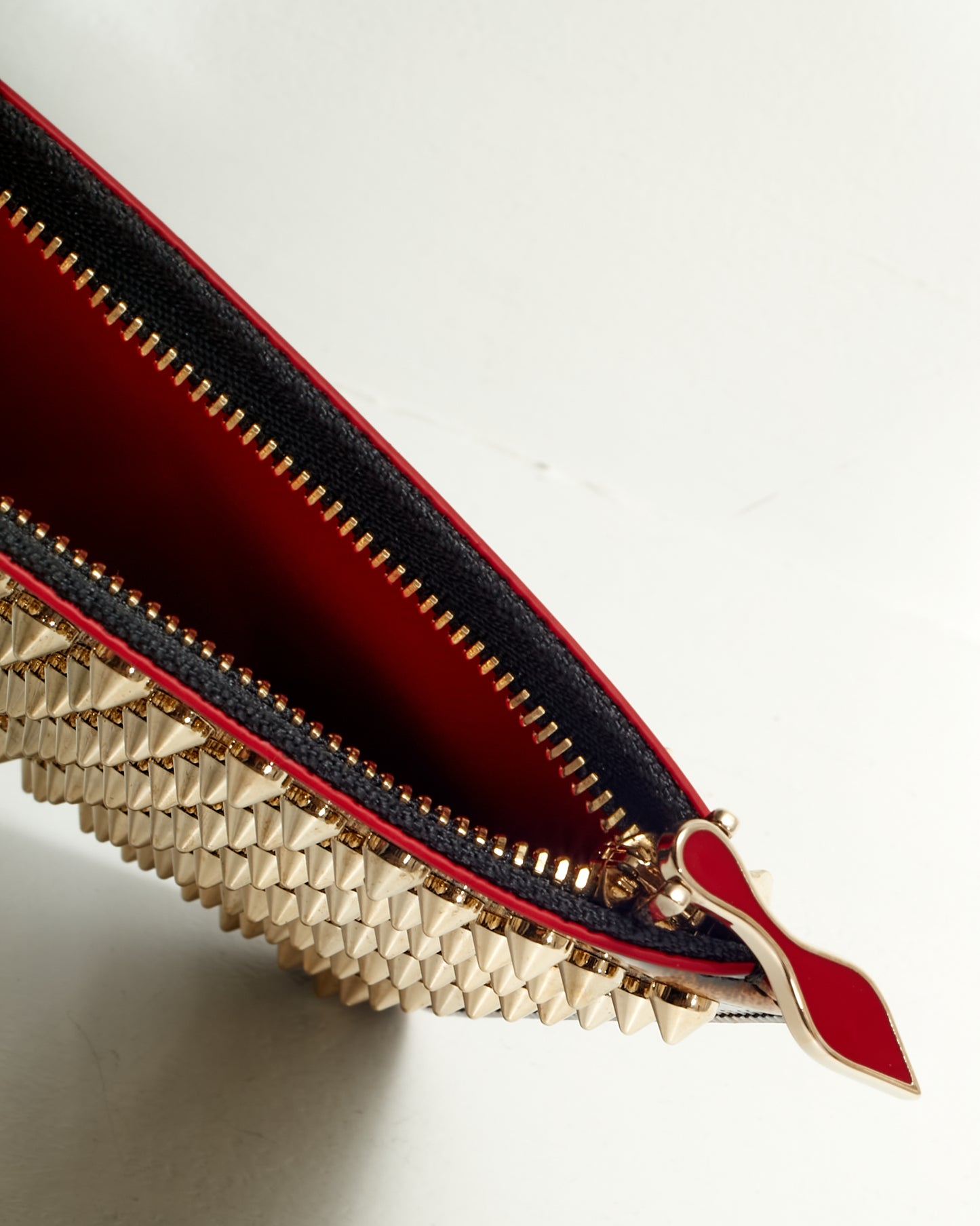 Louboutin Patent Leopard Studded Clutch Bag