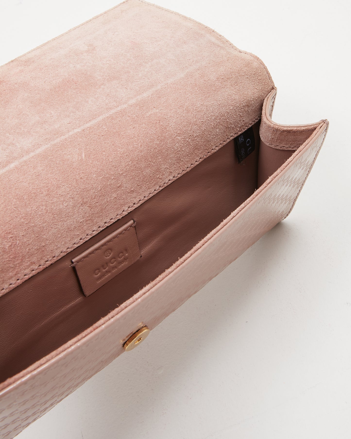 Gucci Blush Pink Patent Leather Guccissima Broadway Long Clutch