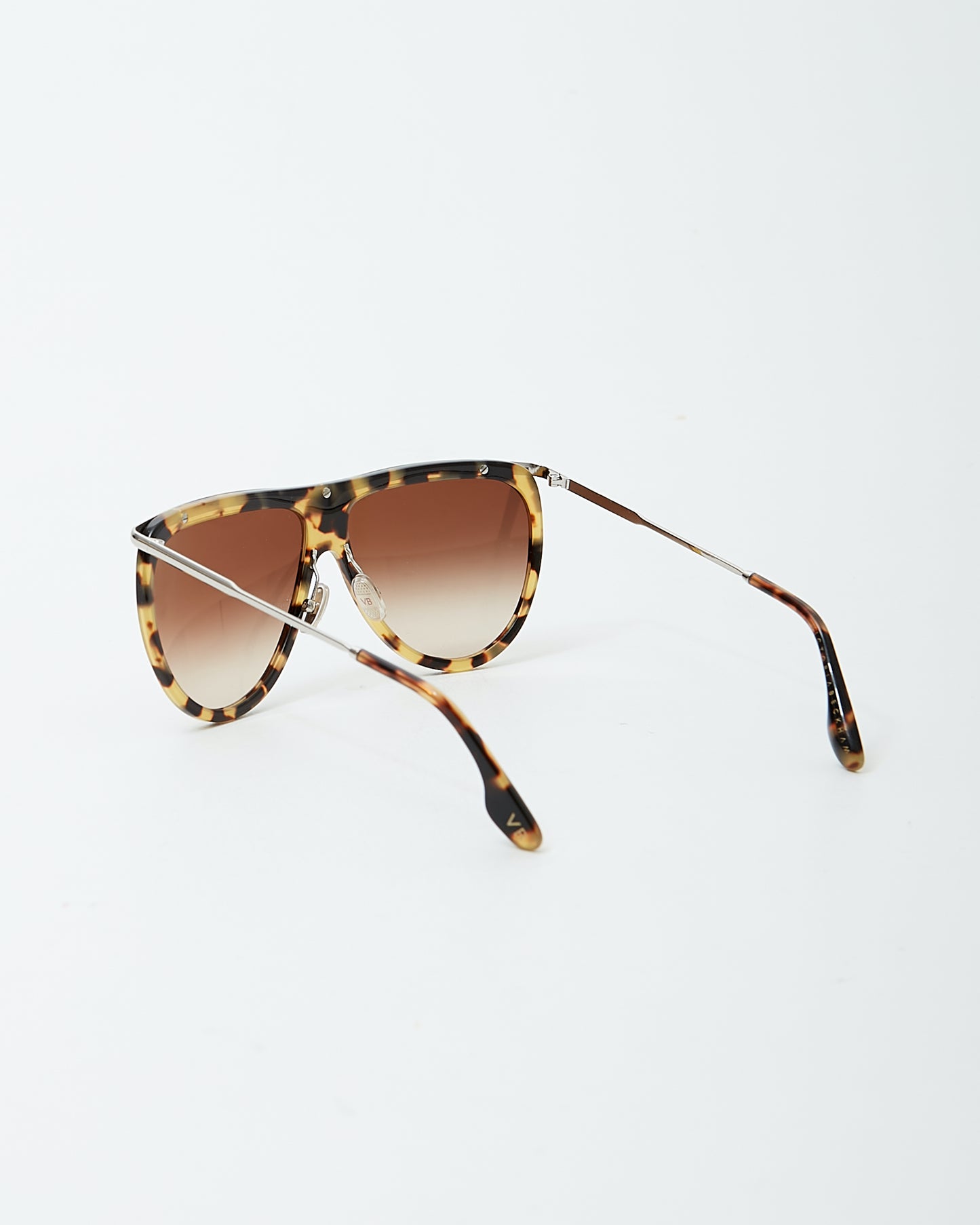 Victoria Beckham Light Havana/Silver VB155S Shield Aviator Sungalsses