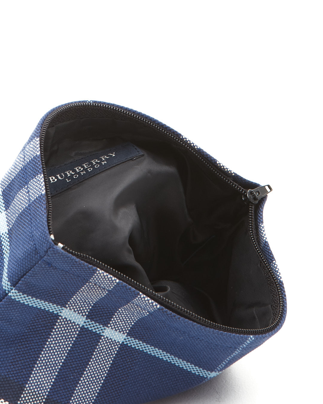 Burberry Blue Plaid Canvas Pouch