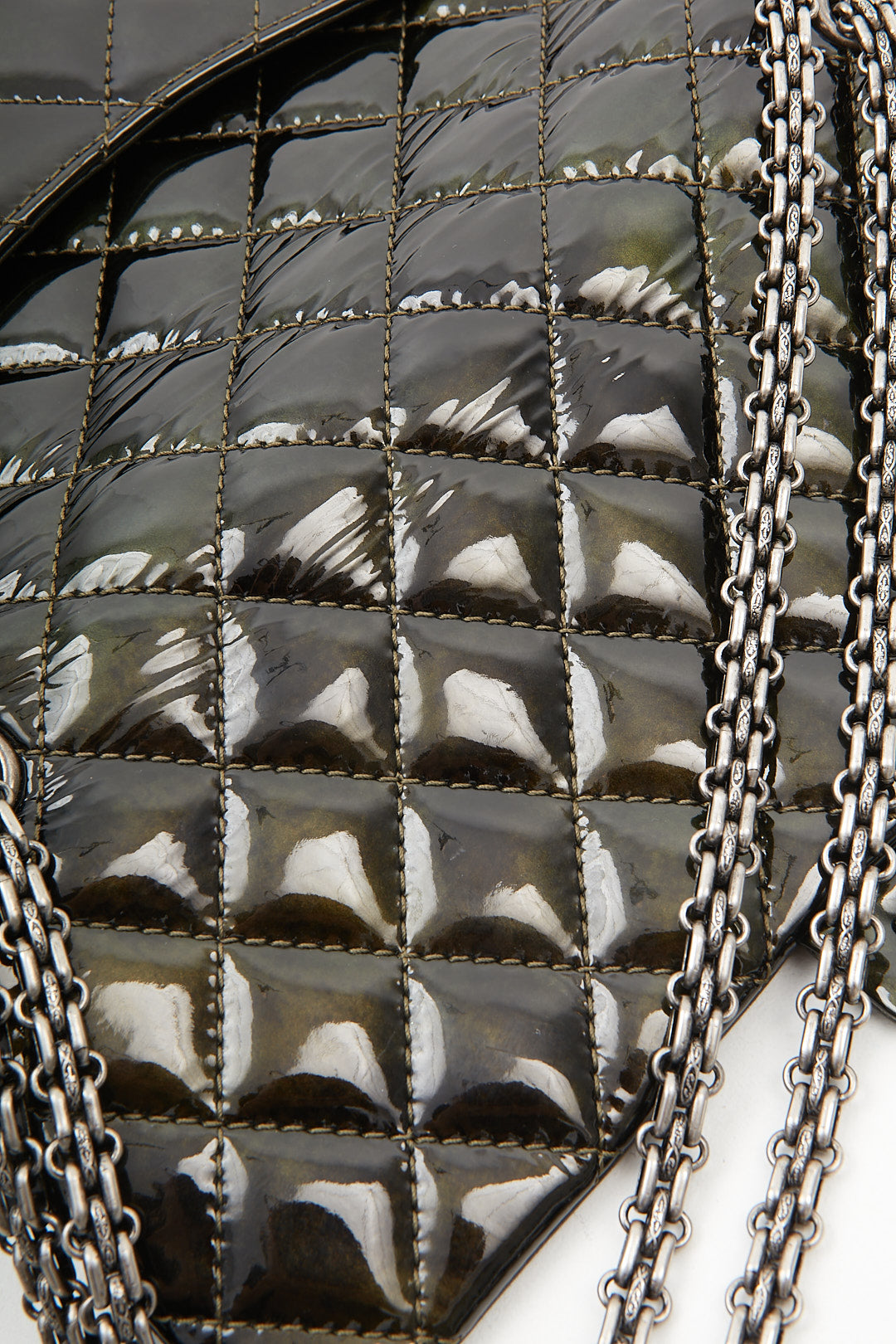 Chanel Black/Green Irridescent Patent Reissue 226 Double Flap Bag