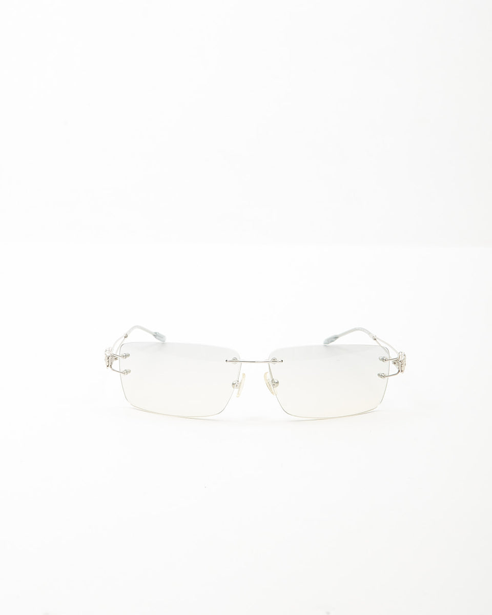 Versace Silver Transparent Rectangular Lense MOD N38 Sunglasses RETYCHE