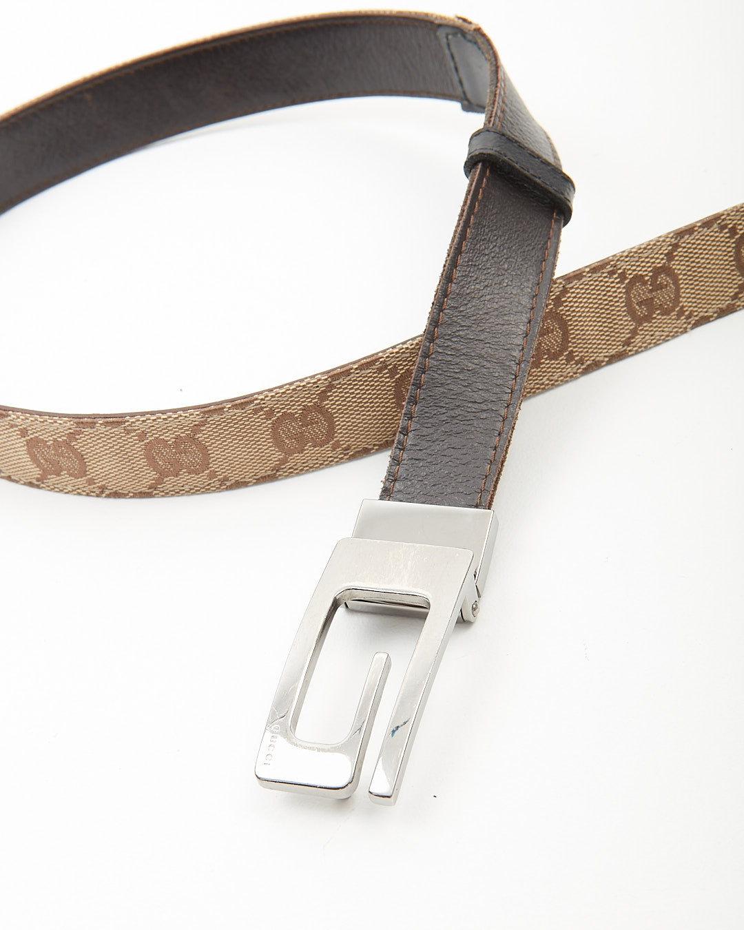 Gucci Vintage Brown GG Supreme Canvas Belt - 80