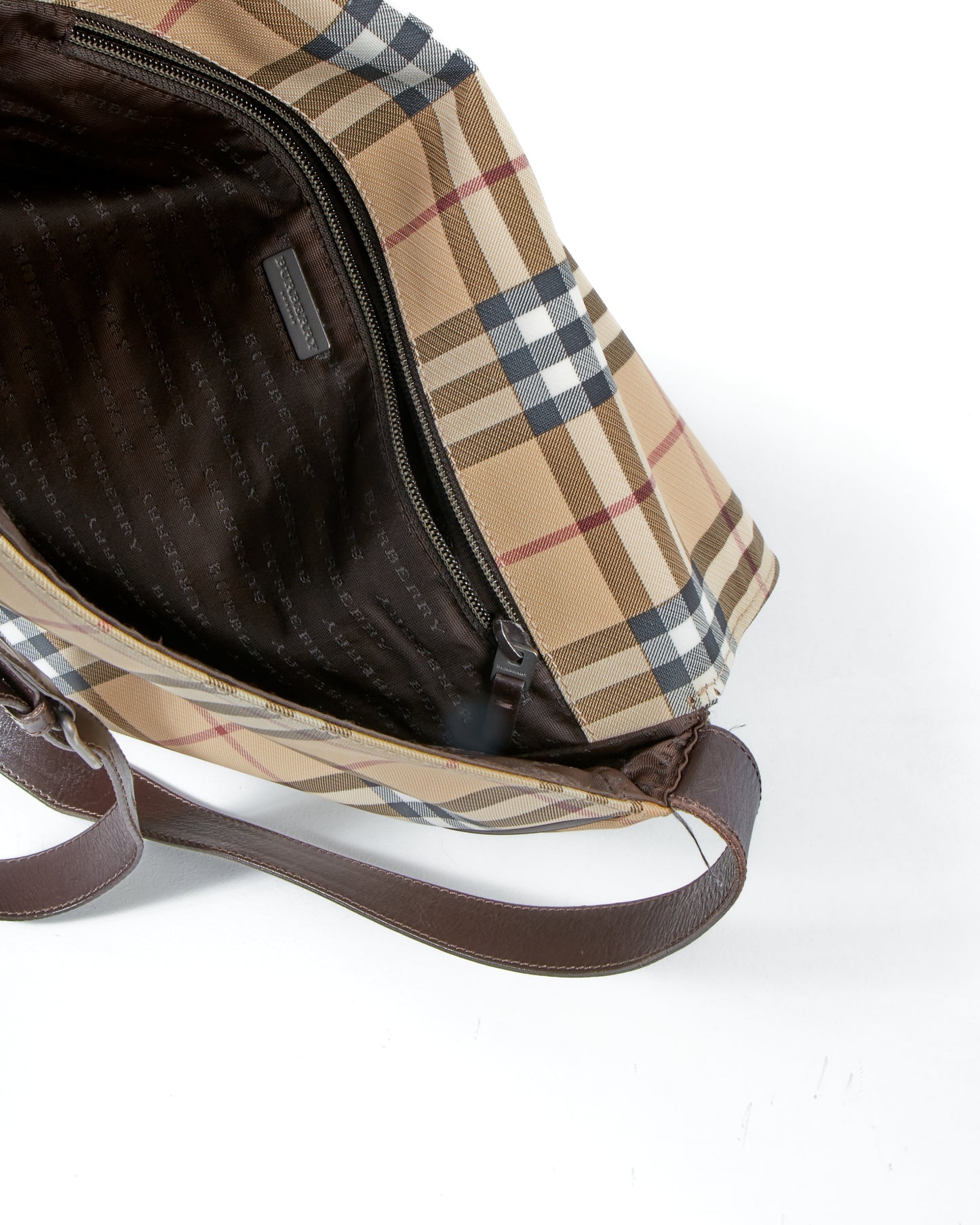 Burberry Sac messager en toile beige House Check