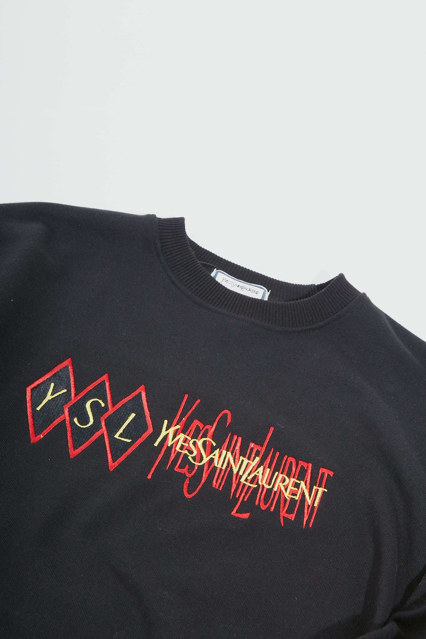 Saint Laurent Noir Rouge & Jaune Logo Crewneck
