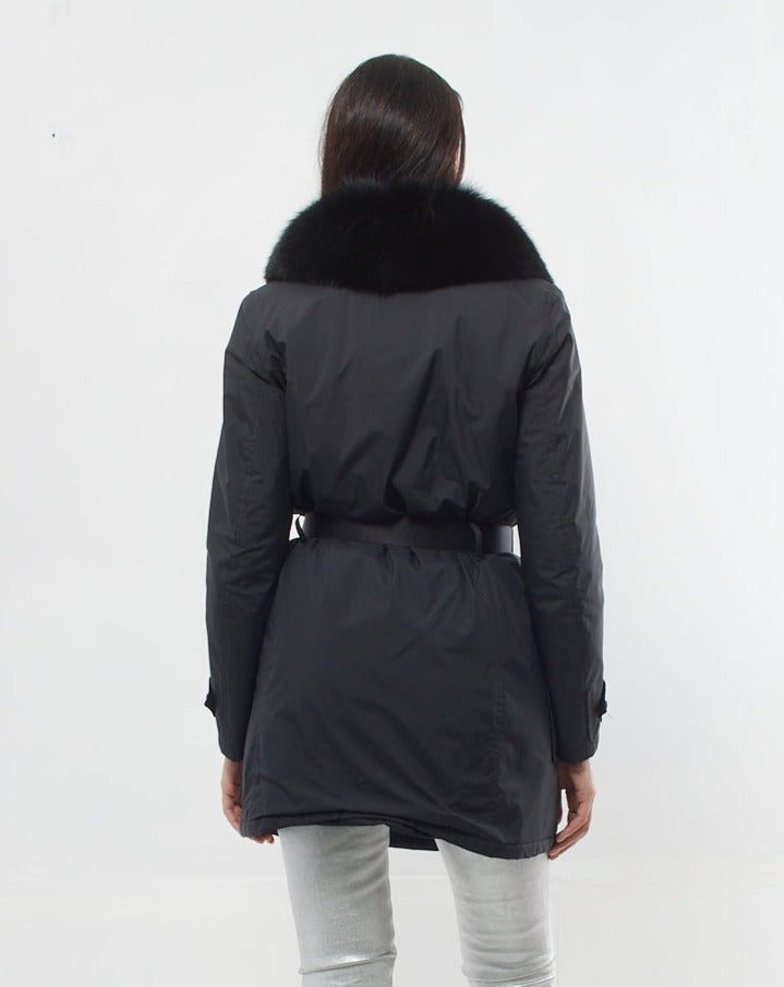 Prada Puffer Jacket with Fur Collar - XS