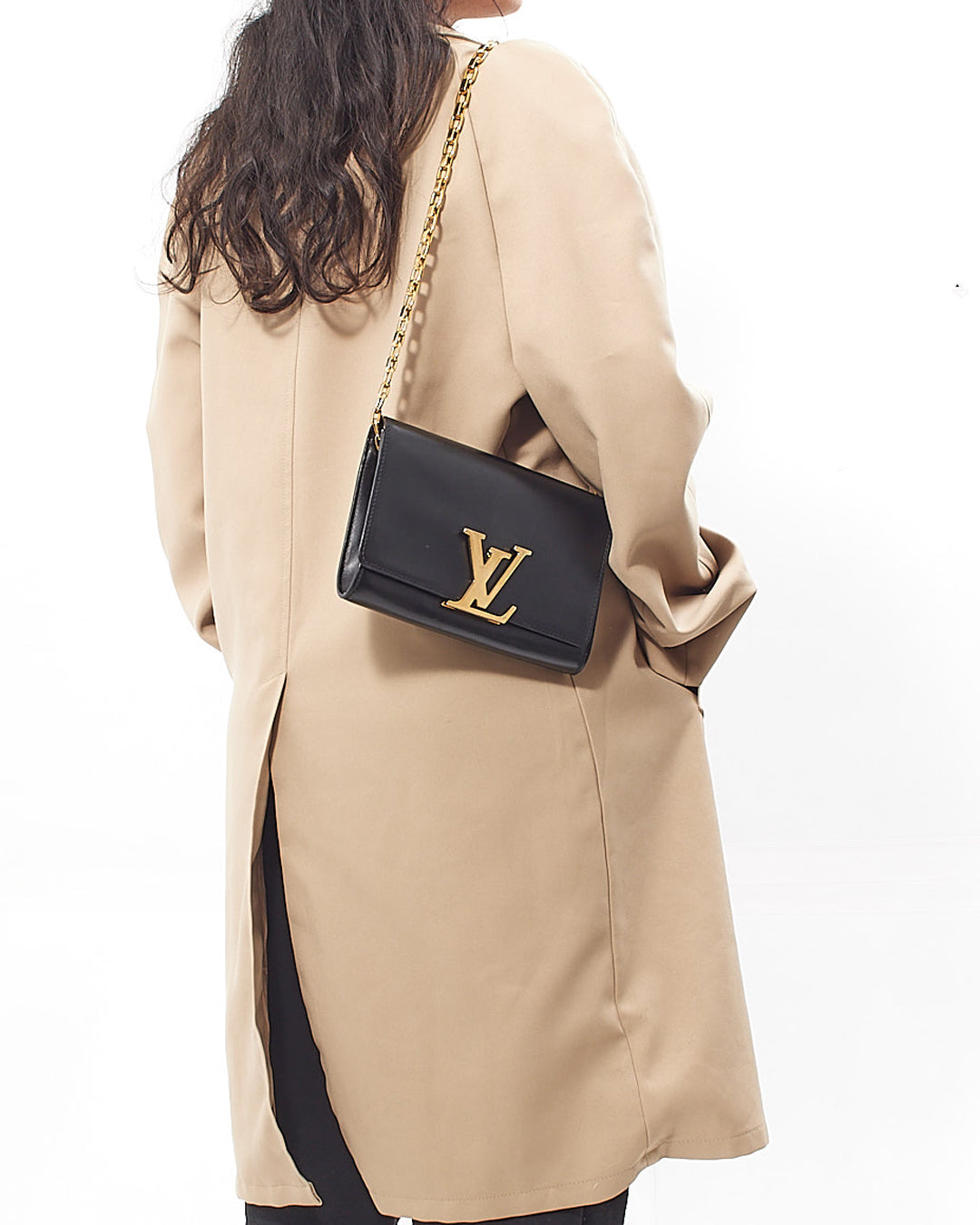 Louis Vuitton Black Leather Louise Chain MM Shoulder Bag