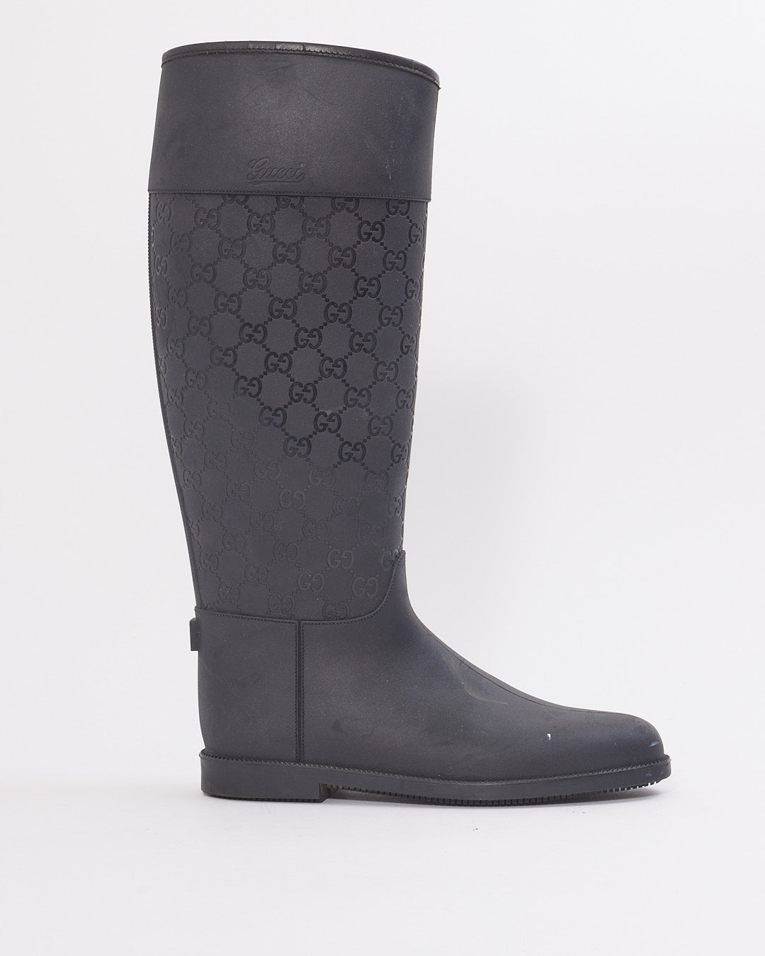 Explore a Gucci Black GG Rubber Rain Boots 39 Authenticated