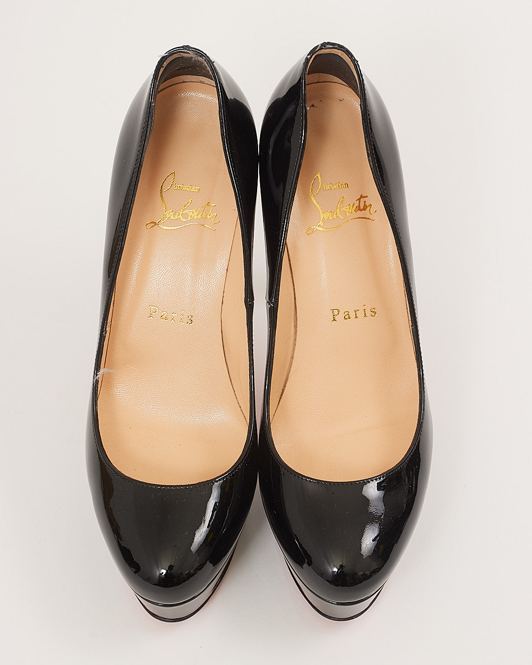 Louboutin Black Patent Leather Bianca Platform Pumps - 38