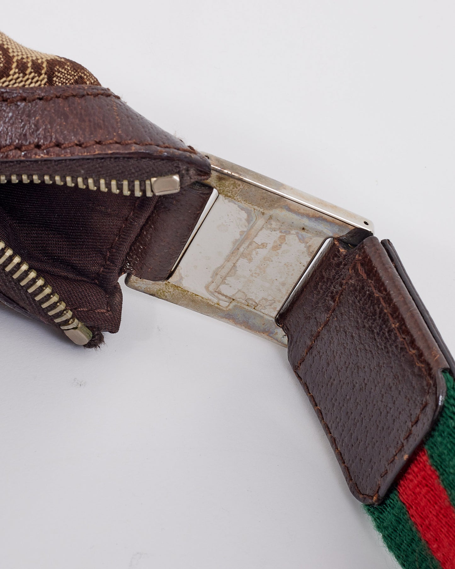 Gucci Brown GG Canvas Print Web Detail Shoulder Bag