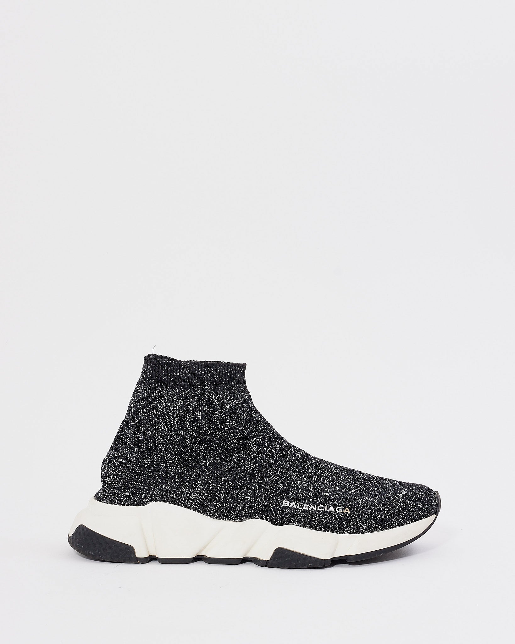 Explore a Balenciaga Grey Metallic Speed Trainer Sock Sneakers