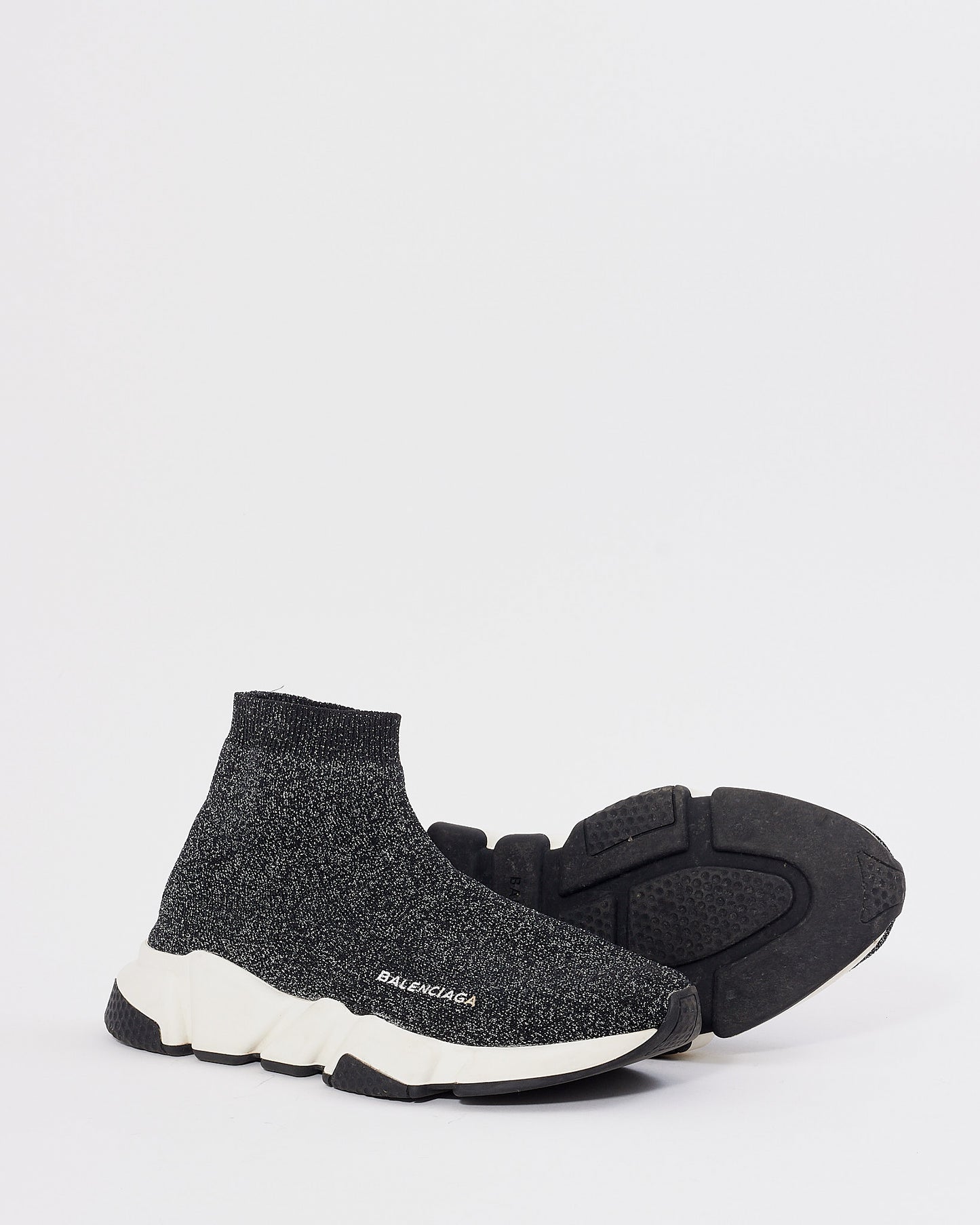 Balenciaga Grey Metallic Speed Trainer Sock Sneakers - 39