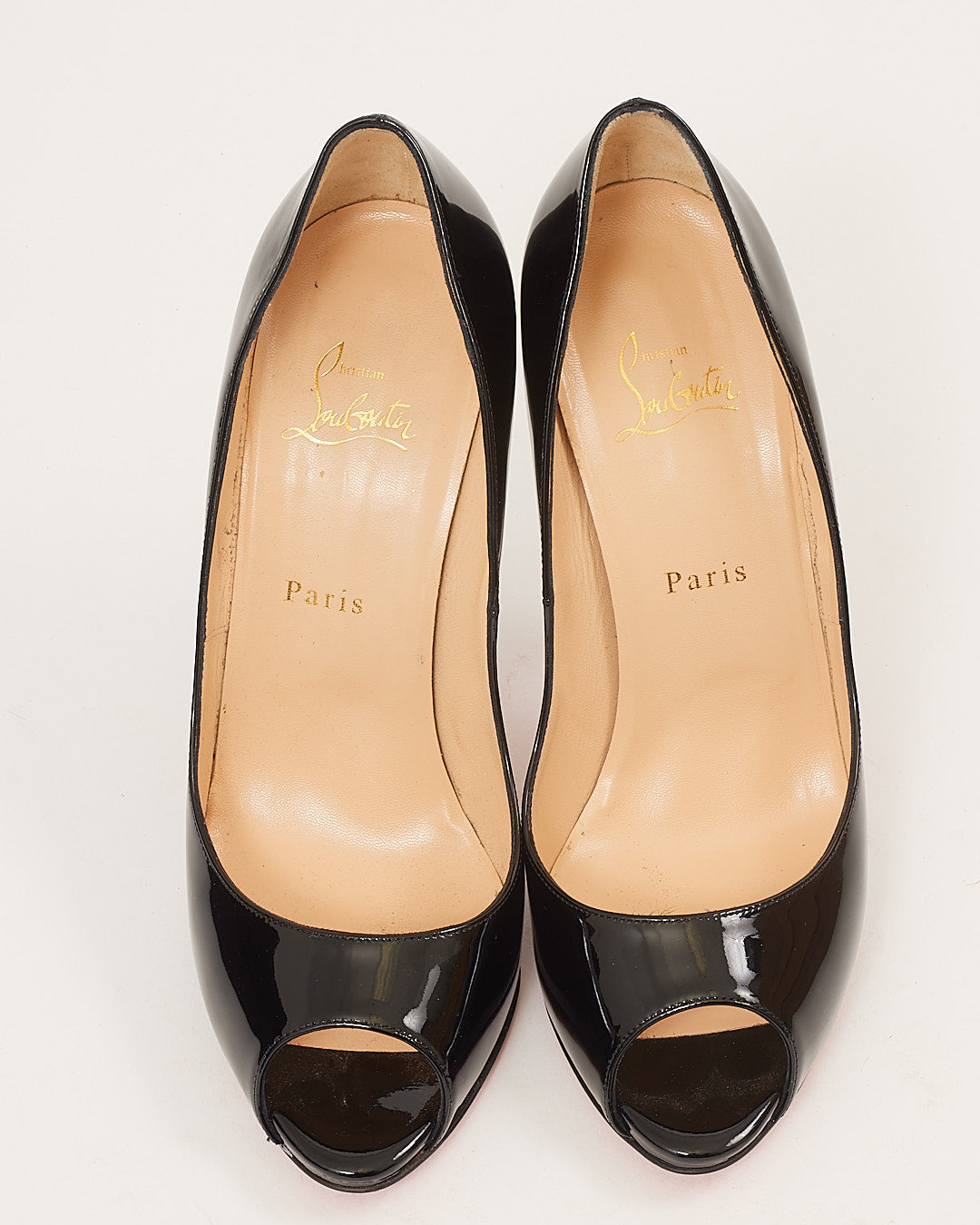 Louboutin Black Patent Peep Toe Maryl Pumps - 41