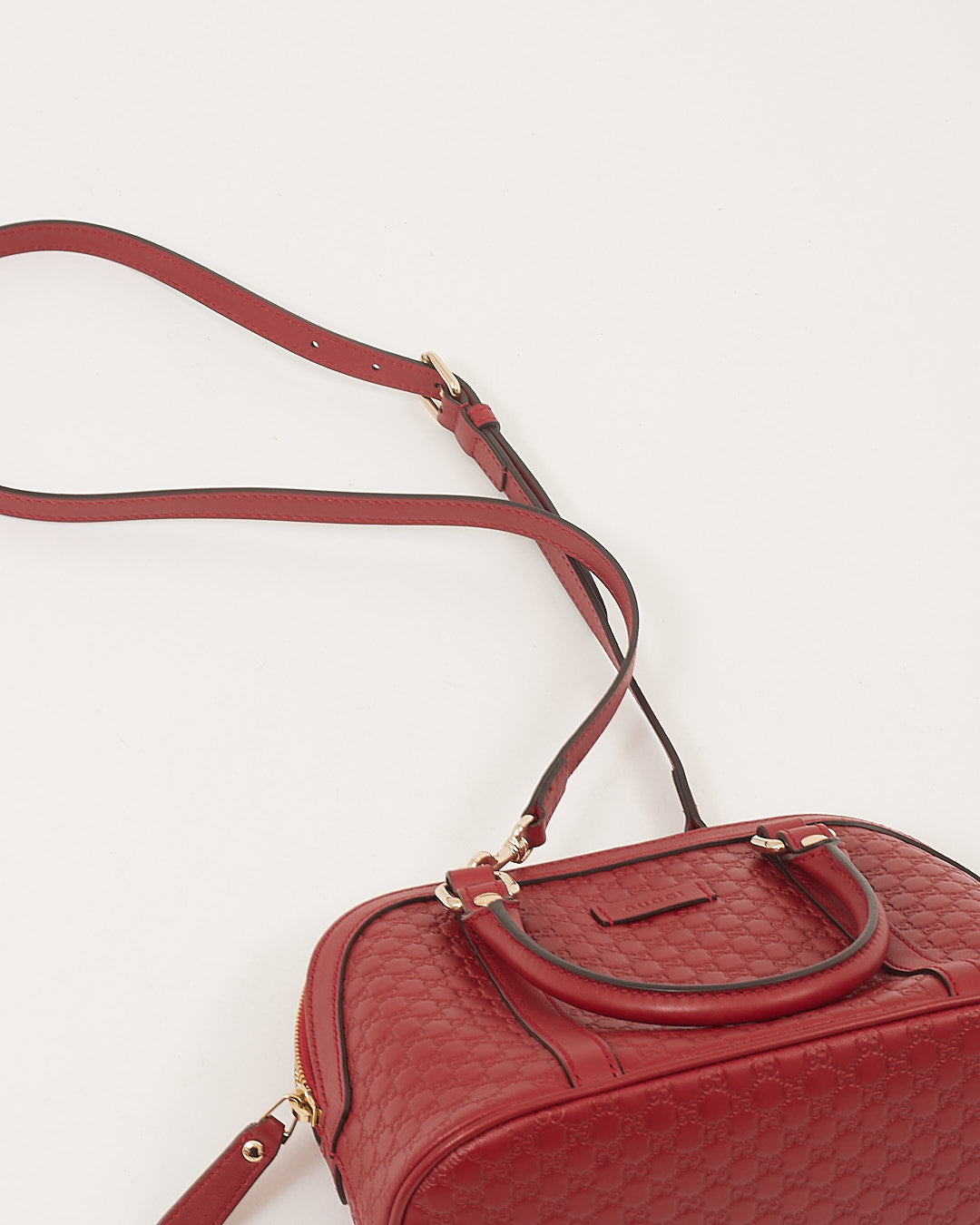 Gucci Red Leather Micro Guccissima Mini Dome Bag