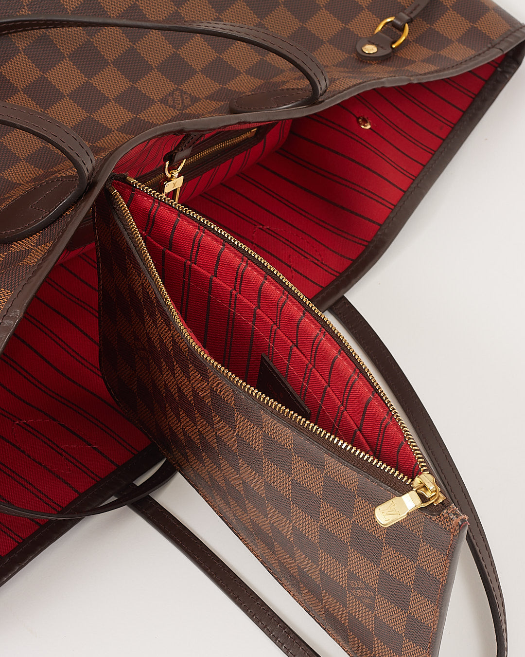 Louis Vuitton Damier Ebene Canvas Neverfull GM Tote Bag with Pouch