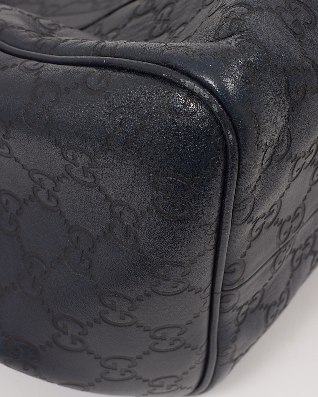 Gucci Navy GG Leather Boston Top Handle Bag