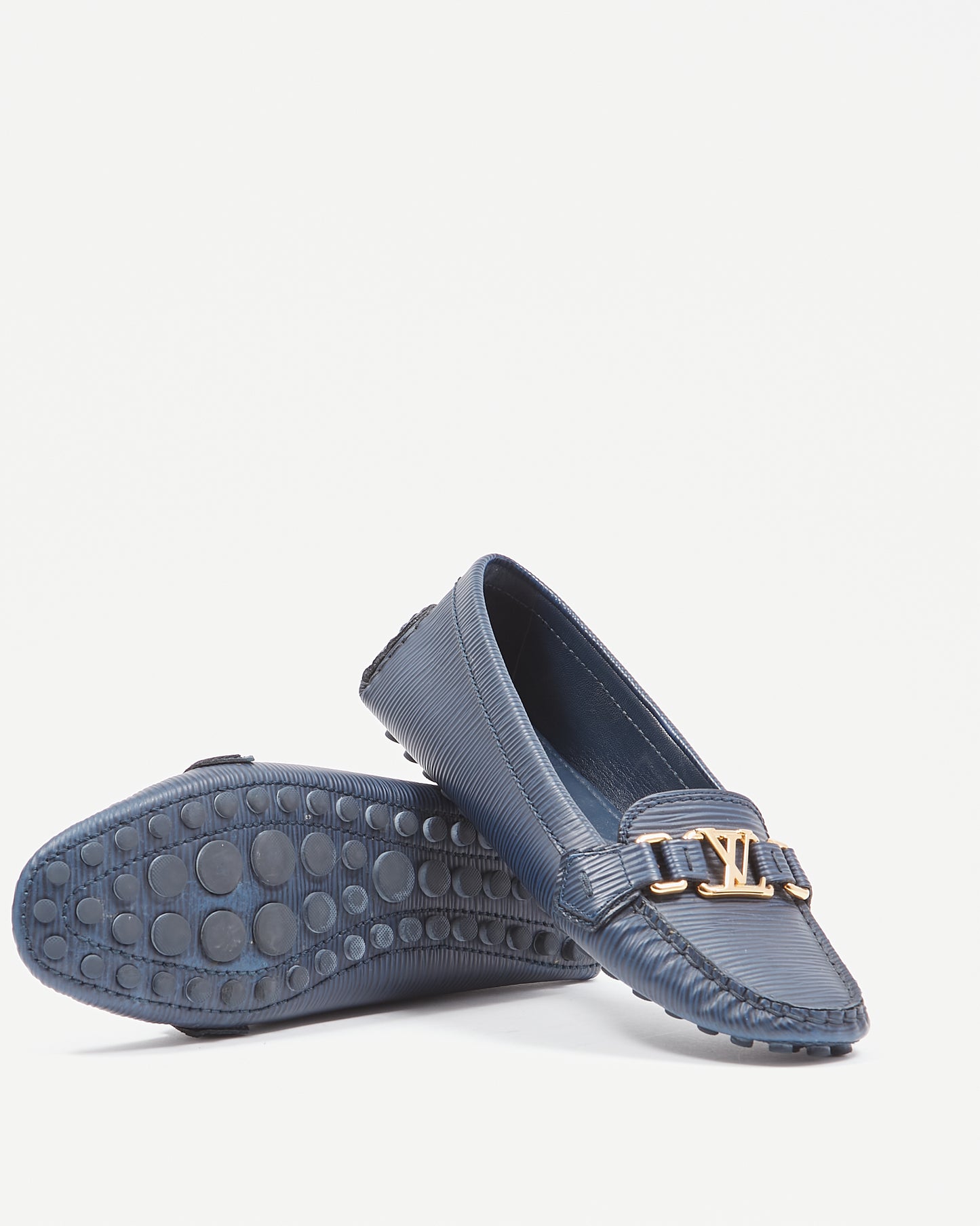 Mocassins Louis Vuitton Navy Epi LV Logo - 38,5