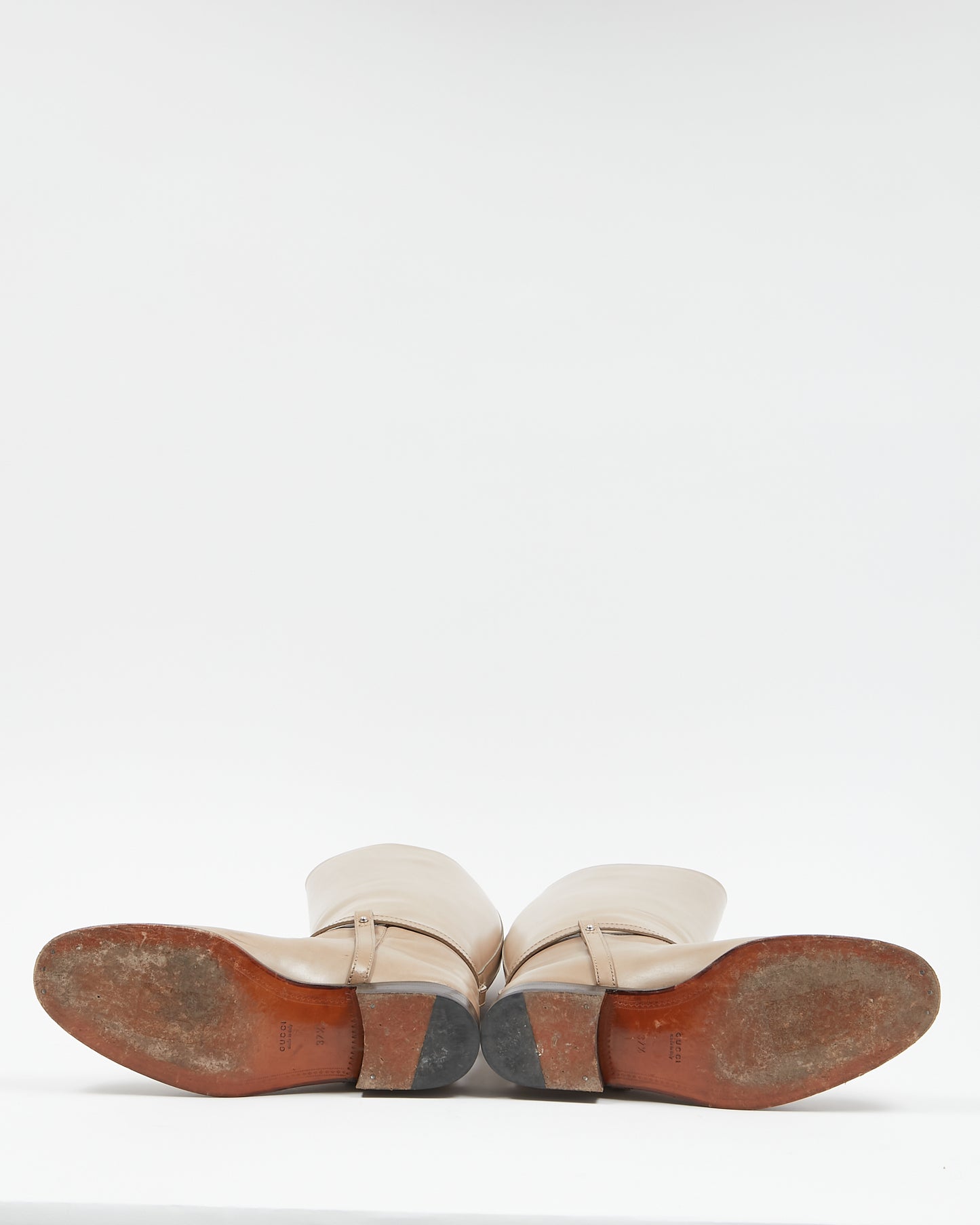 Gucci Taupe Smooth Leather G Riding Boots - 37.5