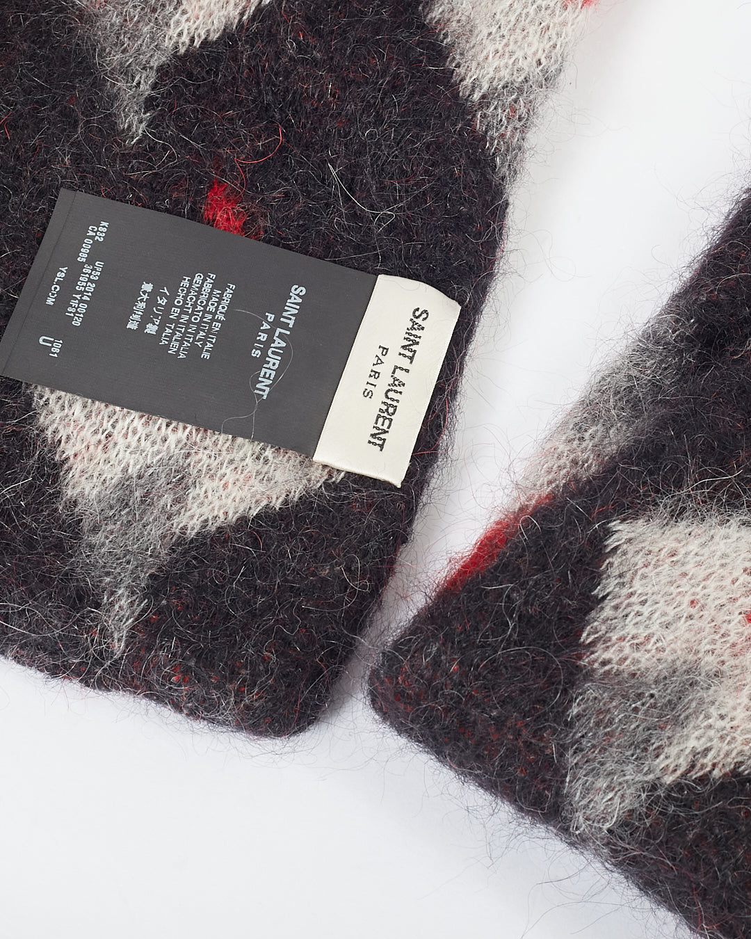 Saint Laurent Black/Red Mohair Neck Scarf