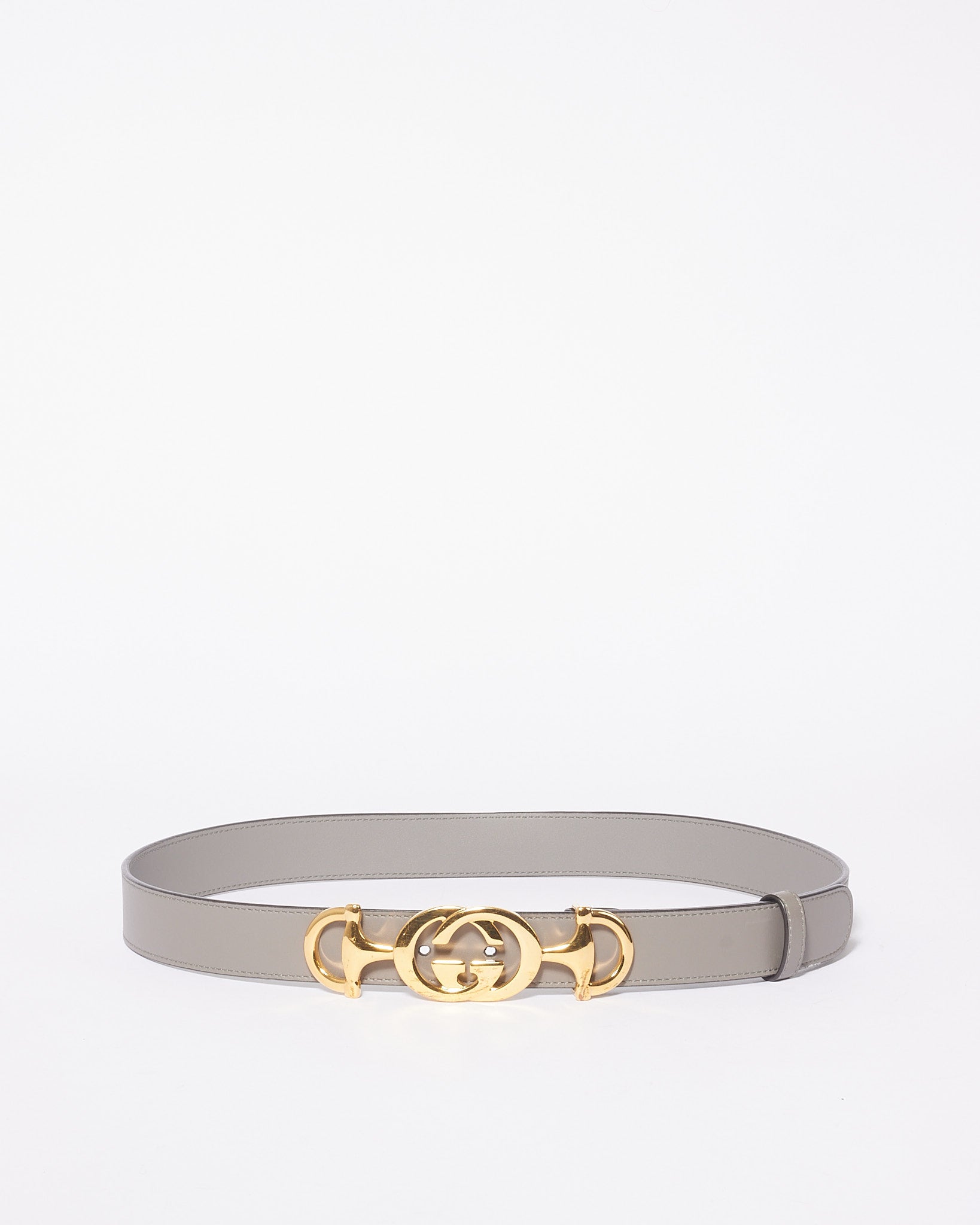 Gucci GG Horsebit belt - Grey Explore a Gucci Grey Leather Gold GG Horsebit Belt - 85  main image 3