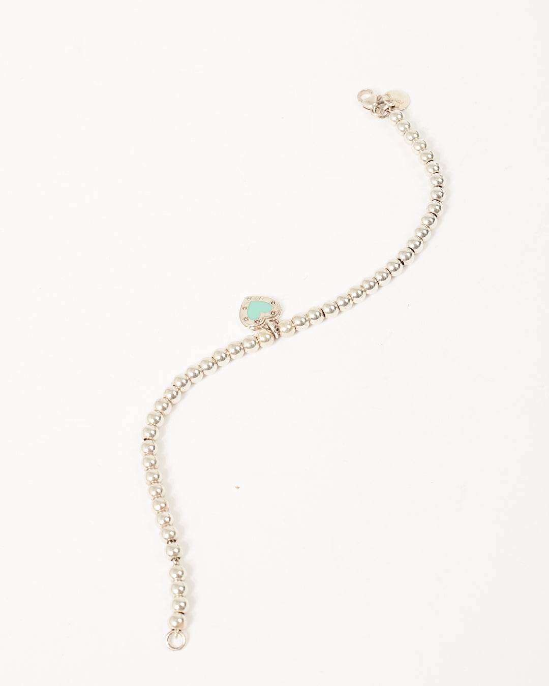 Tiffany & Co. Sterling Silver Blue Love Studded Heart Beaded Bracelet