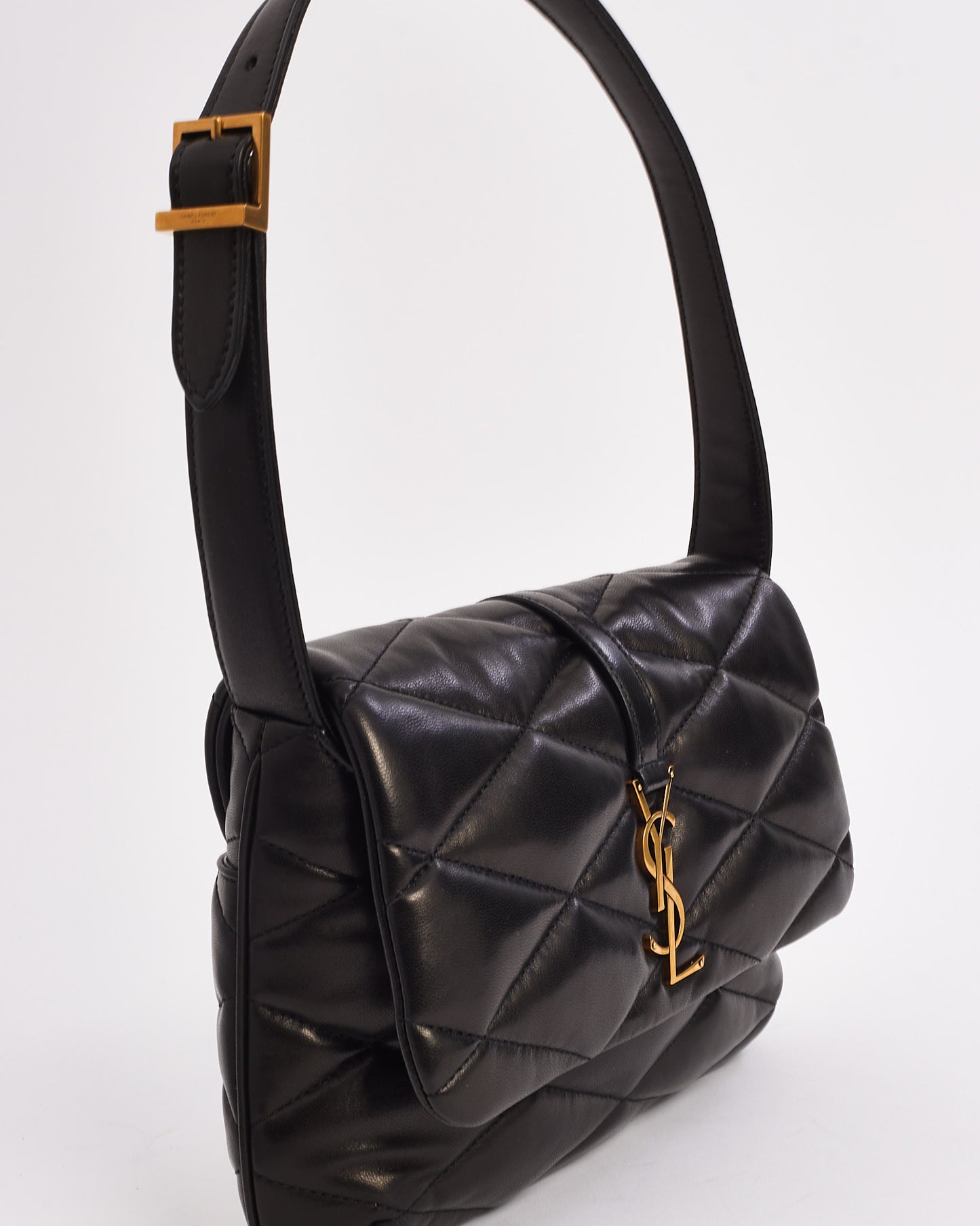 Saint Laurent Black Quilted Lambskin Leather Le 57 Hobo Bag