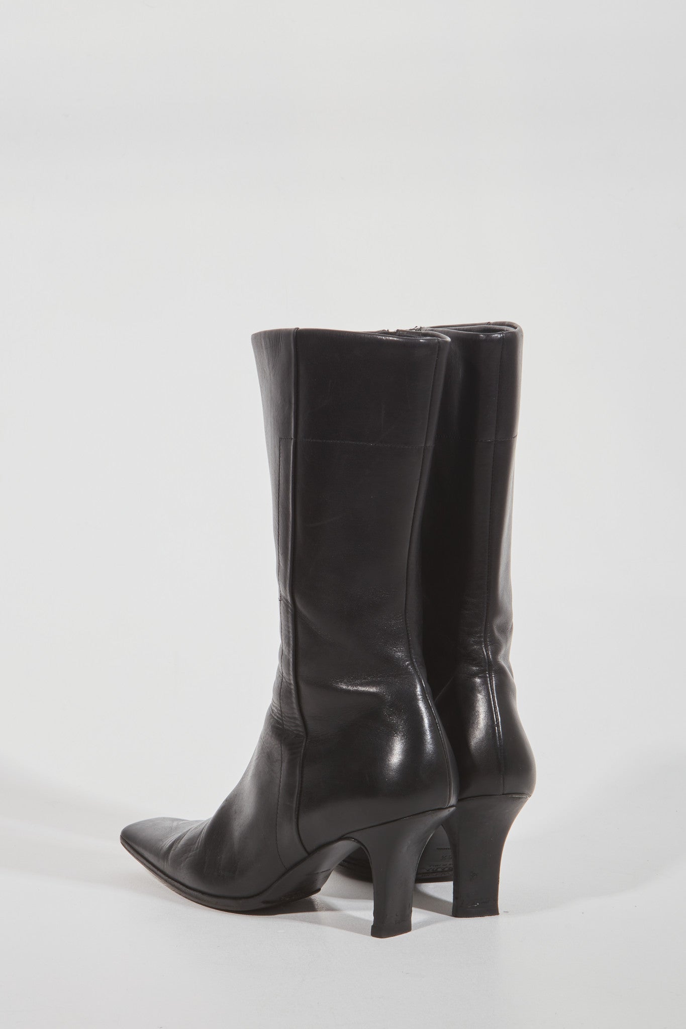 Prada Black Leather Kitten Booties - 36.5