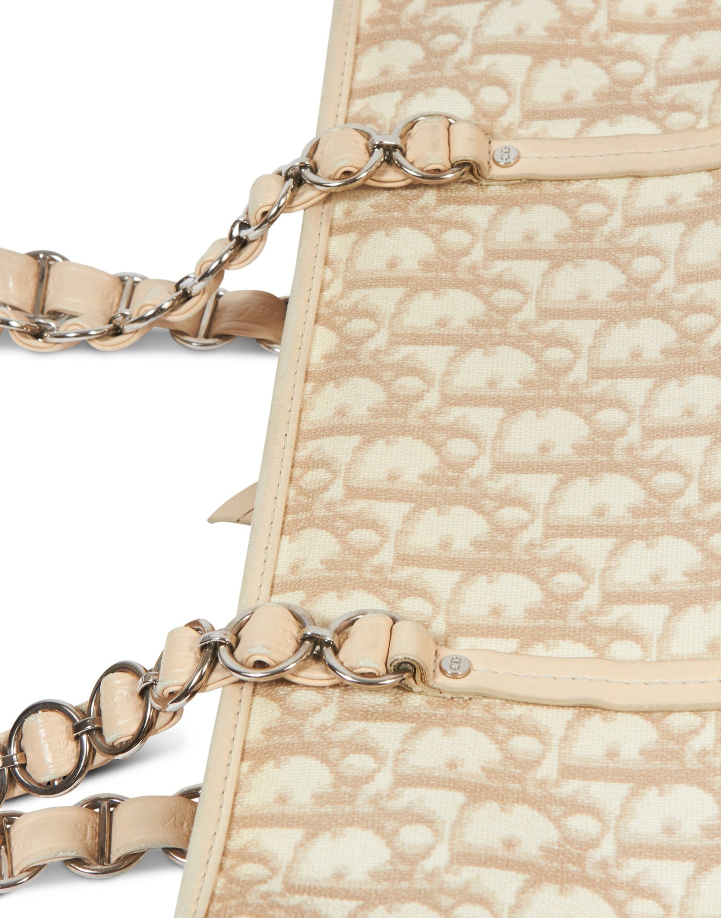 Dior Beige Coated Canvas Diorissimo Romantique Chain Shoulder Bag