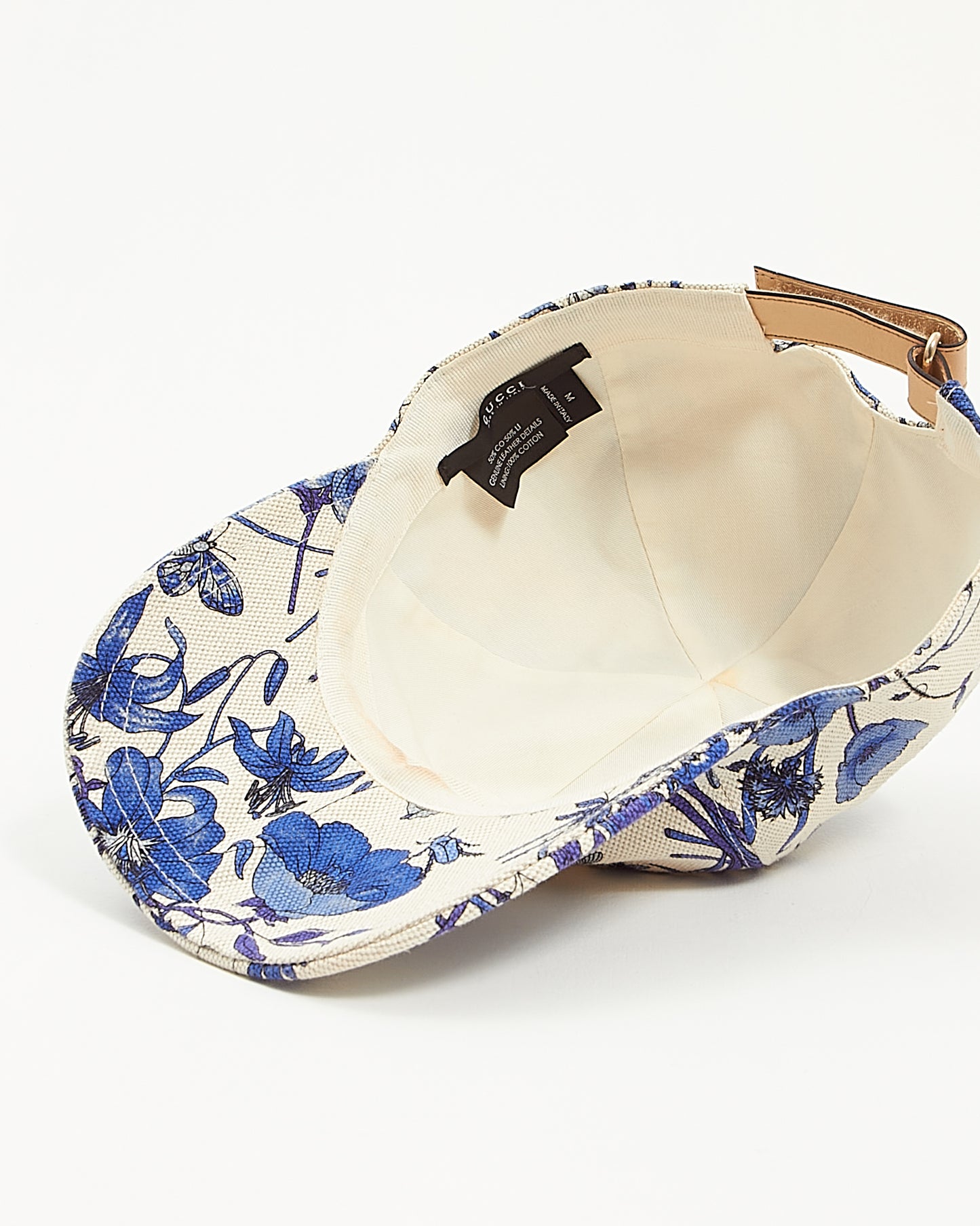 Gucci White/Blue Herbarium Linen Canvas Baseball Cap - M