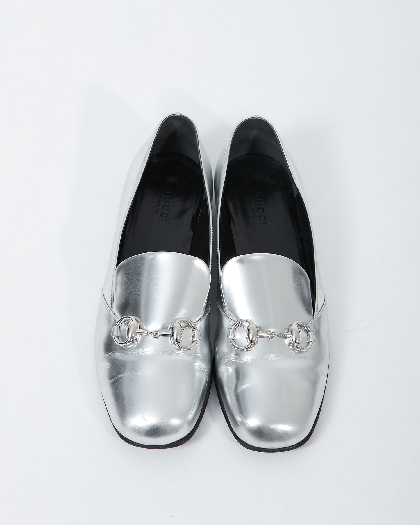 Gucci Silver Metallic Horsebit Loafer - 38