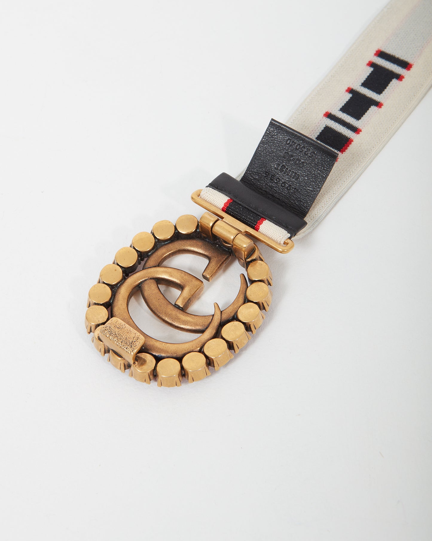 Gucci Crystal Marmont Elastic Band Logo Web Belt - 90/36