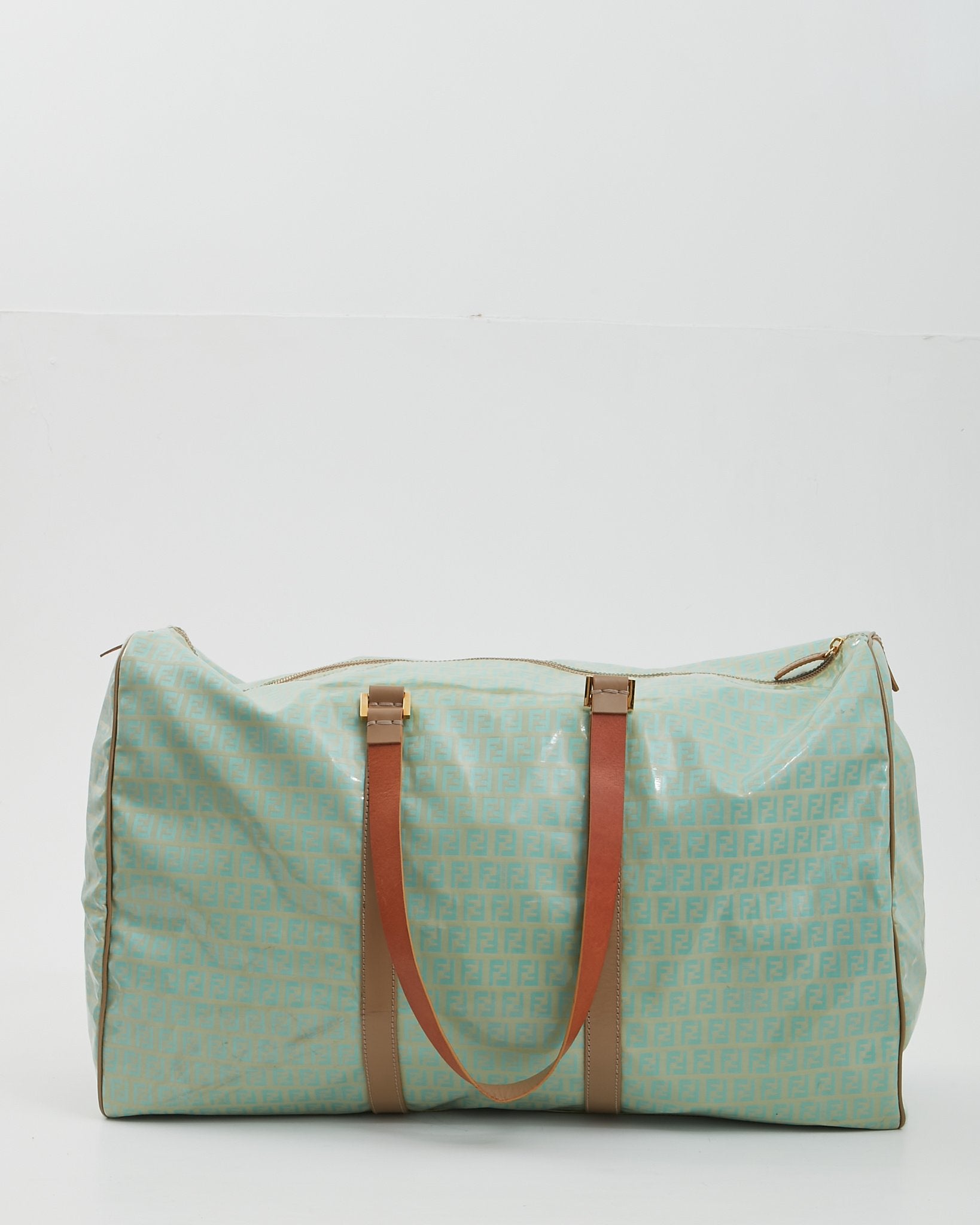Explore a Fendi Turquoise Coated Canvas Travel Duffle Bag