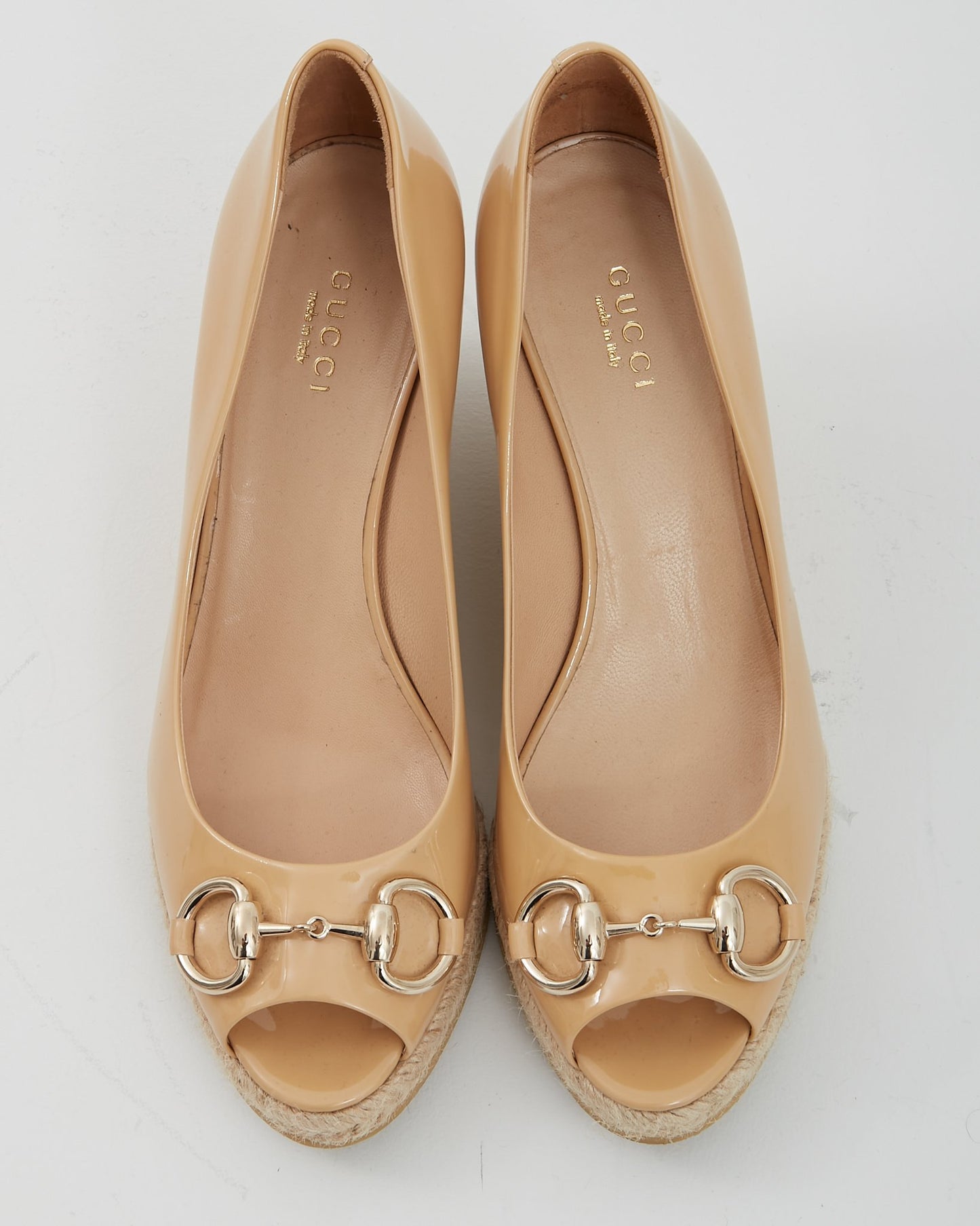 Compensées à mors en cuir verni beige Gucci - 36,5