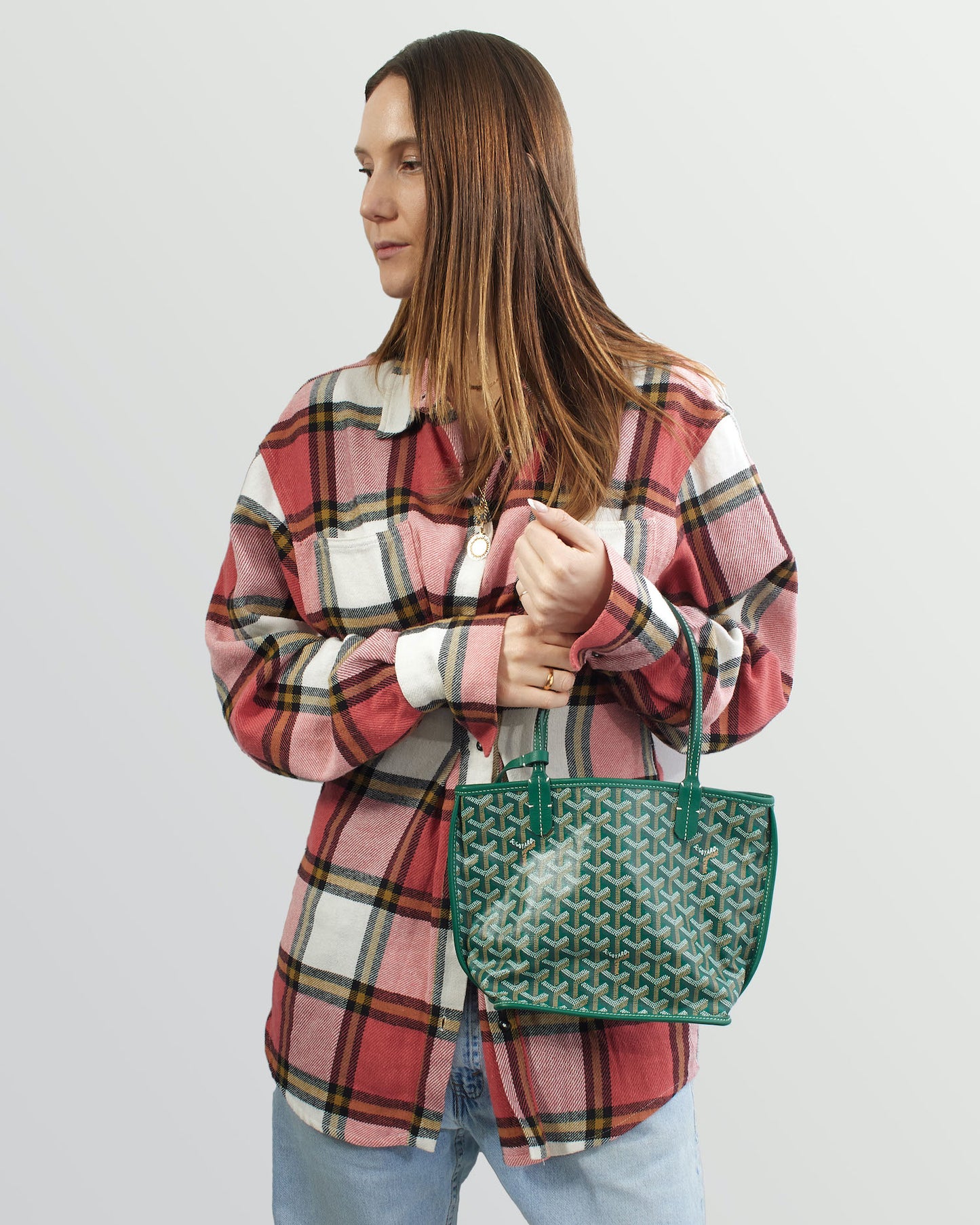 Goyard Green Canvas Reversible Anjou Mini Bag