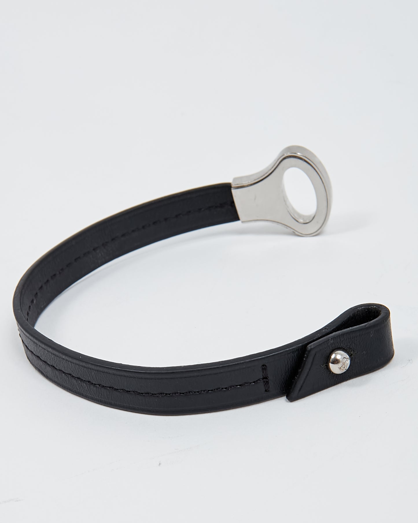 Bracelet en cuir noir Louis Vuitton Silver Archive - L