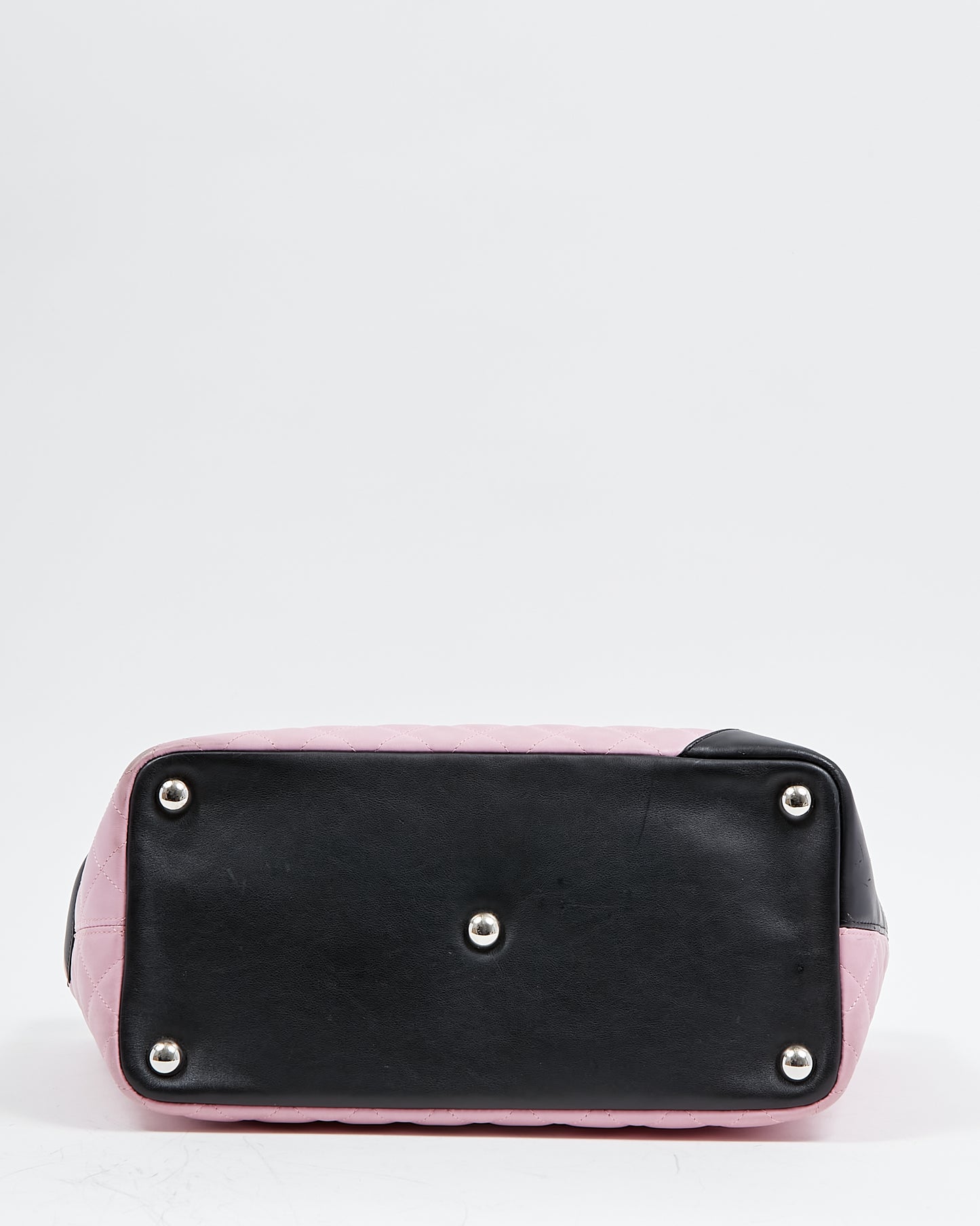 Sac cabas Cambon en cuir d'agneau rose/noir Chanel