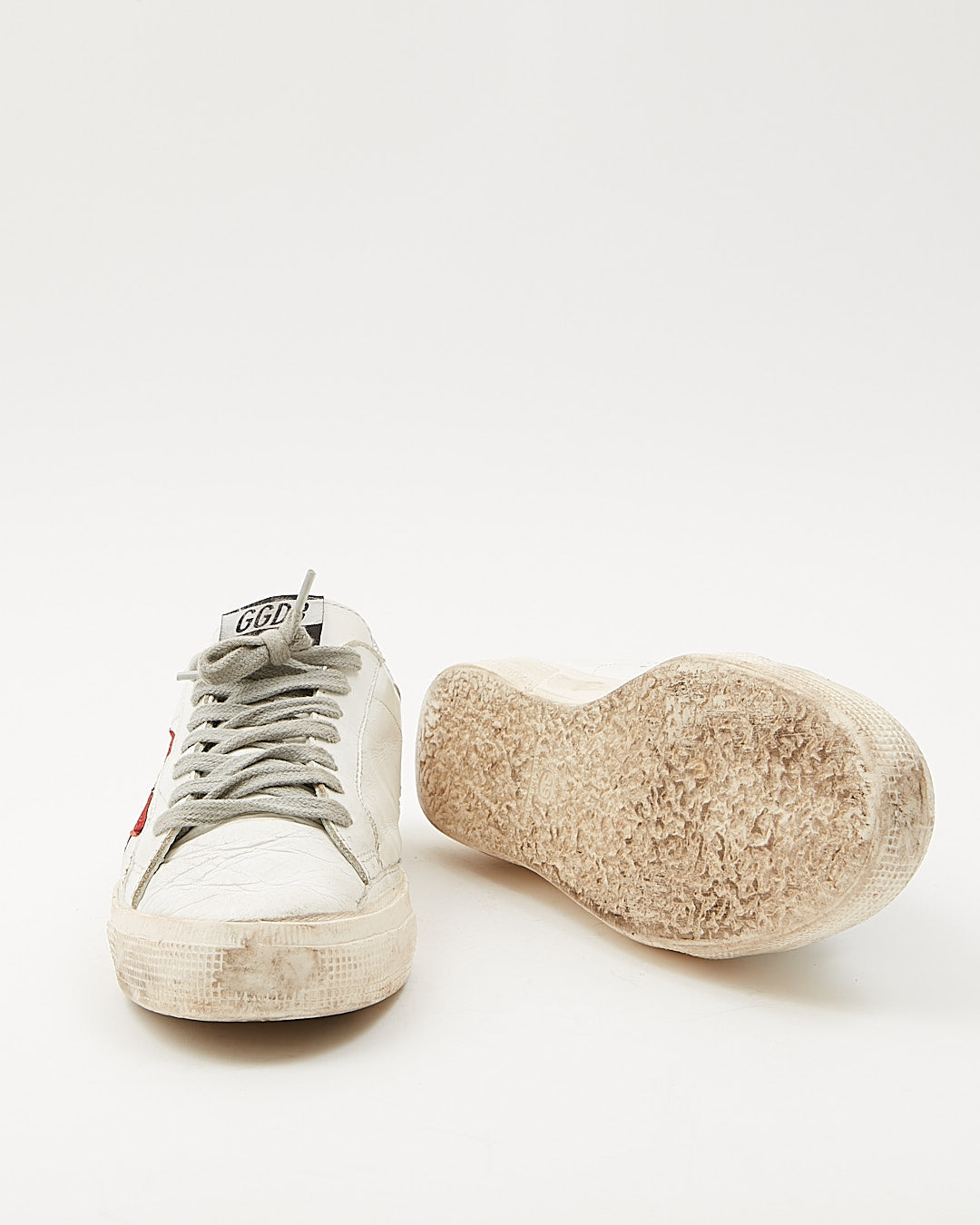 Golden Goose White/Silver Leather Red Star Sneaker- 39