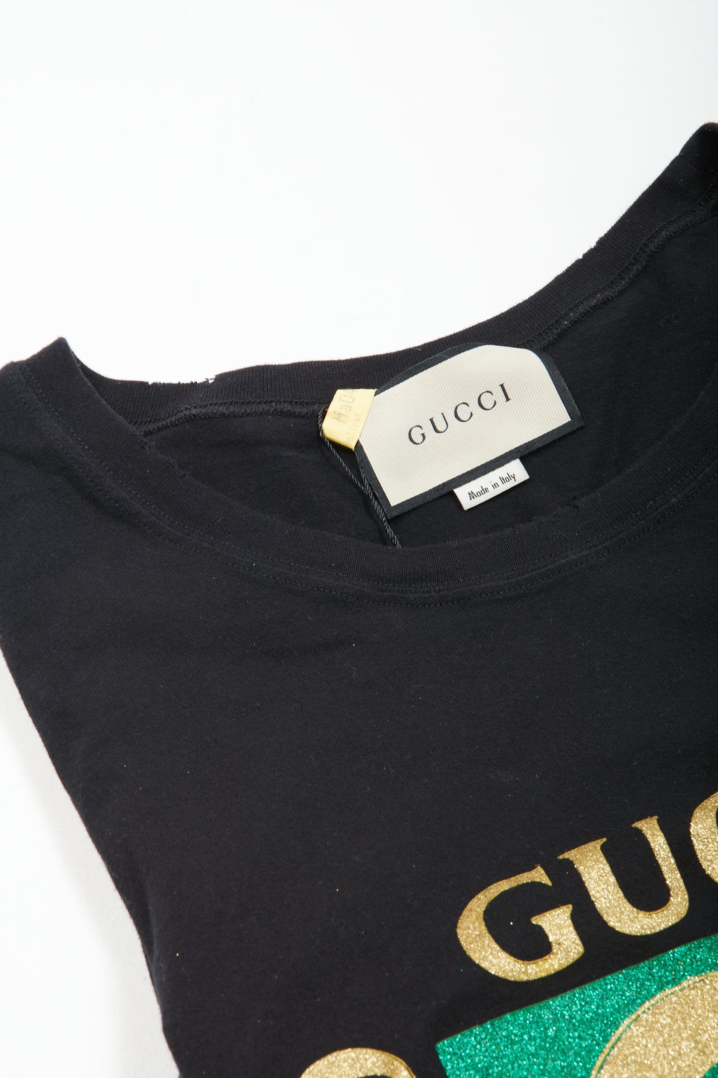 Gucci T-shirt en coton noir à 4 logos - S
