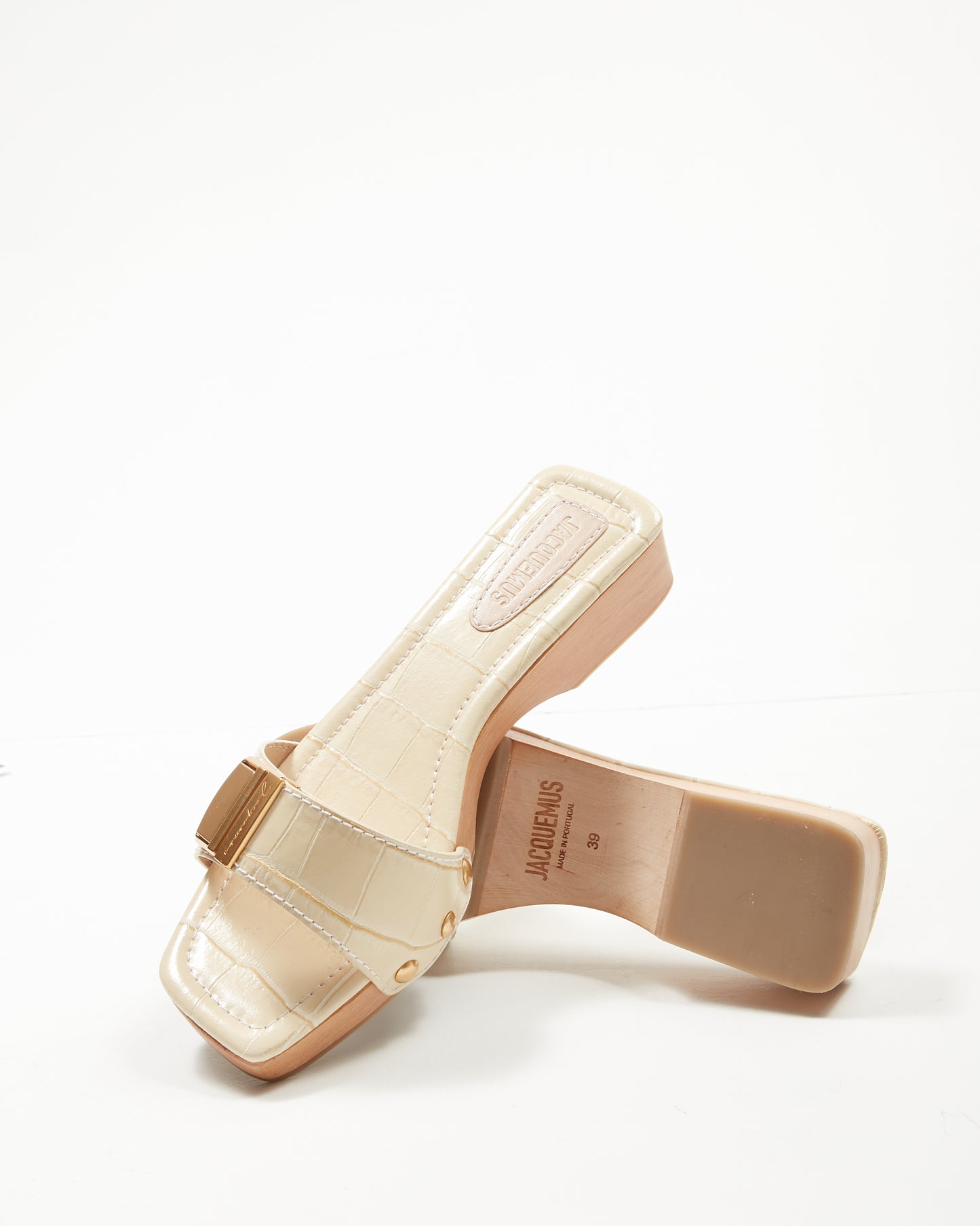 Sandale en relief croco crème Jacquemus - 39