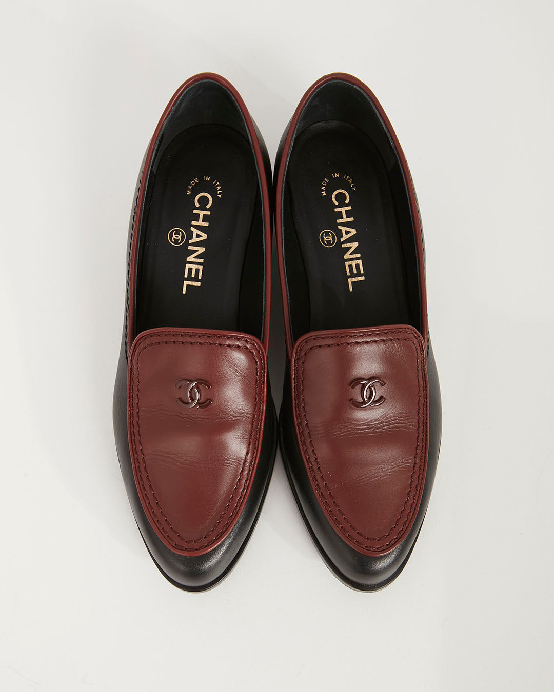 Chanel Brown/Black Leather CC Logo Loafer - 37