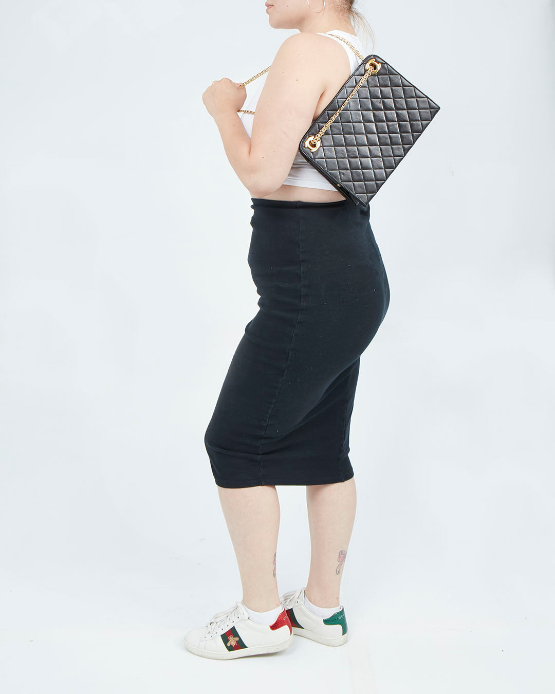 Chanel Vintage Black Lambskin CC Chain Shoulder Bag