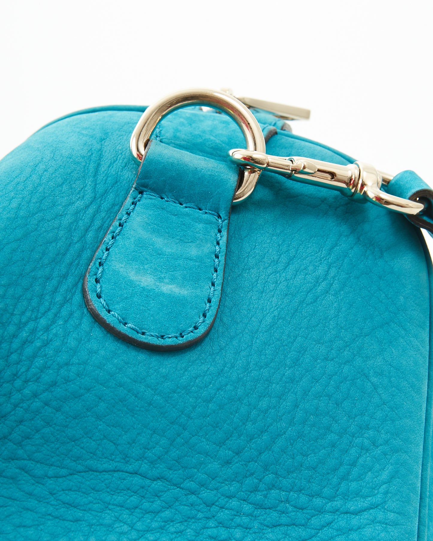 Gucci Teal Blue Suede Web Boston Bag