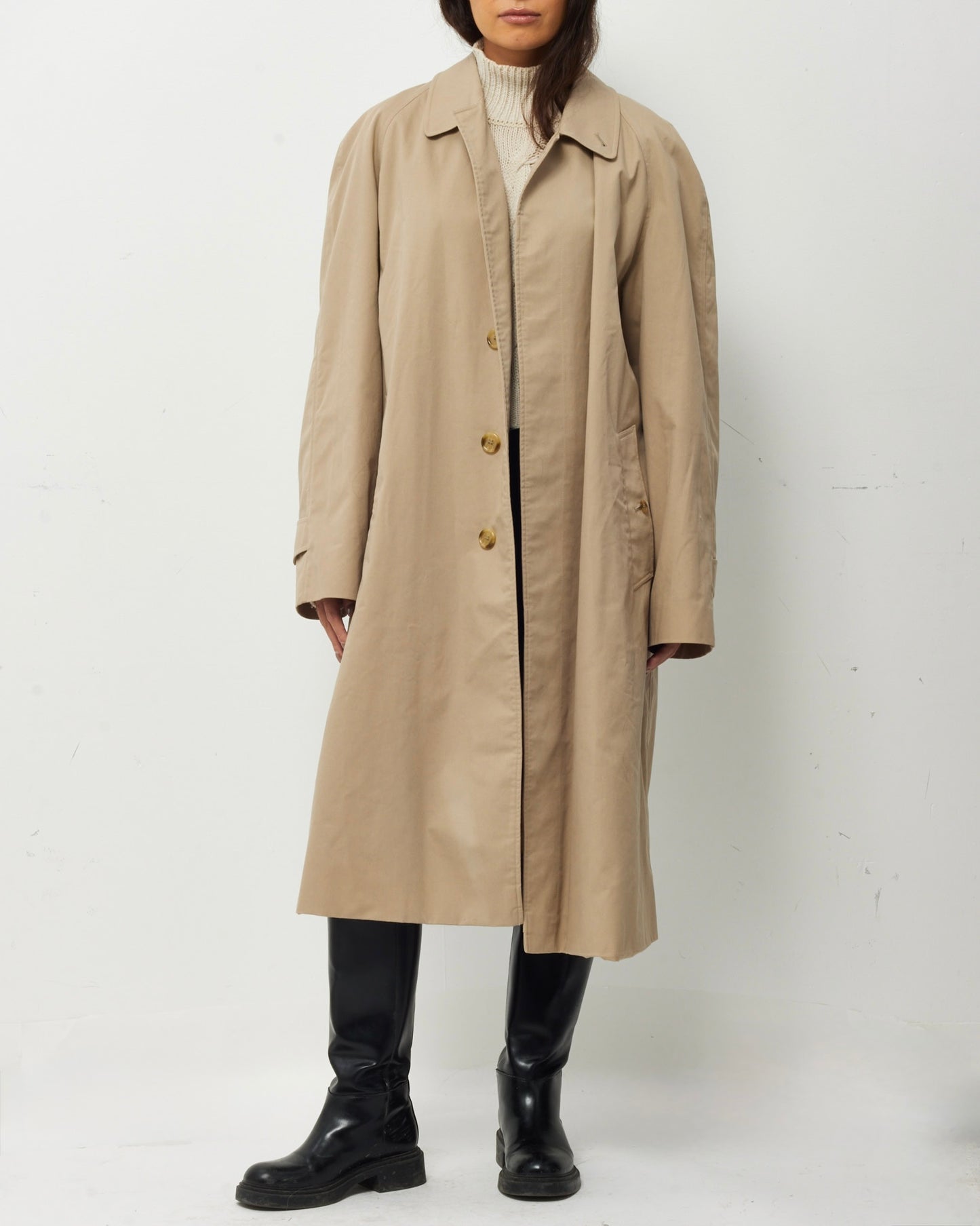 Burberry Men's Beige Cotton Gabardine Mid-Length Camden Heritage Car Coat - Men's 50/M