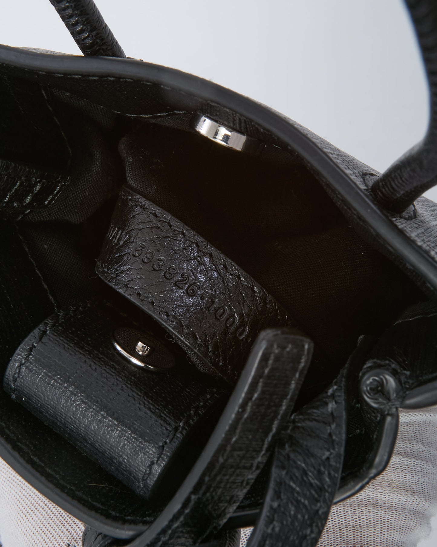 Balenciaga Black Textured Leather Logo-Print Mini Shopping Phone Case Crossbody Bag