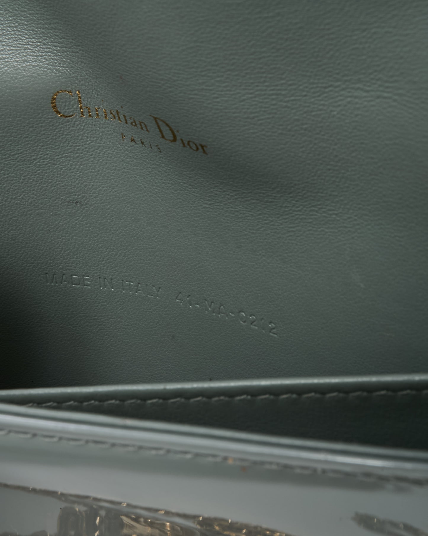 Dior Grey Patent Cannage Calfskin Leather Lady Dior Pouch with GHW Chain WOC