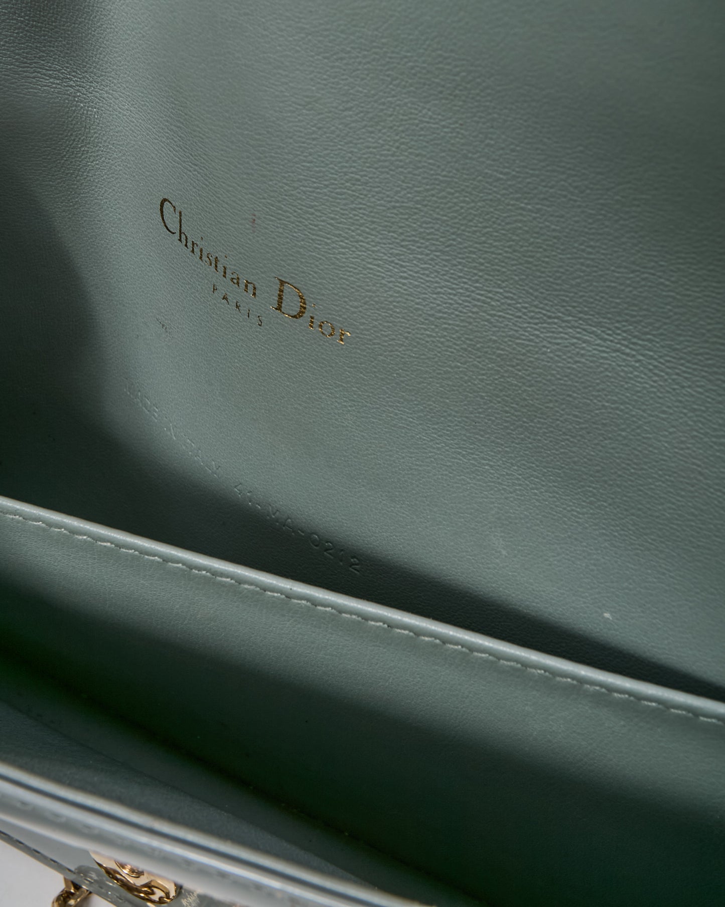 Dior Grey Patent Cannage Calfskin Leather Lady Dior Pouch with GHW Chain WOC