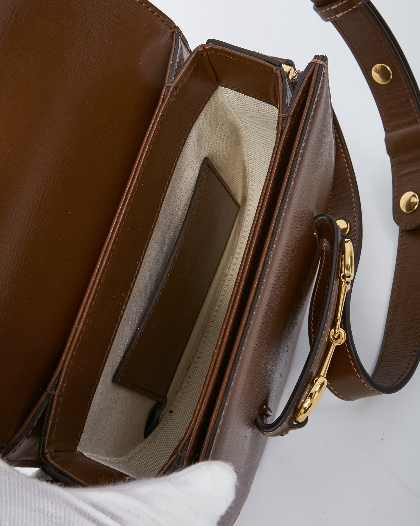 Gucci Brown Azalea Calfskin Round Mini Horsebit 1955 Shoulder Bag