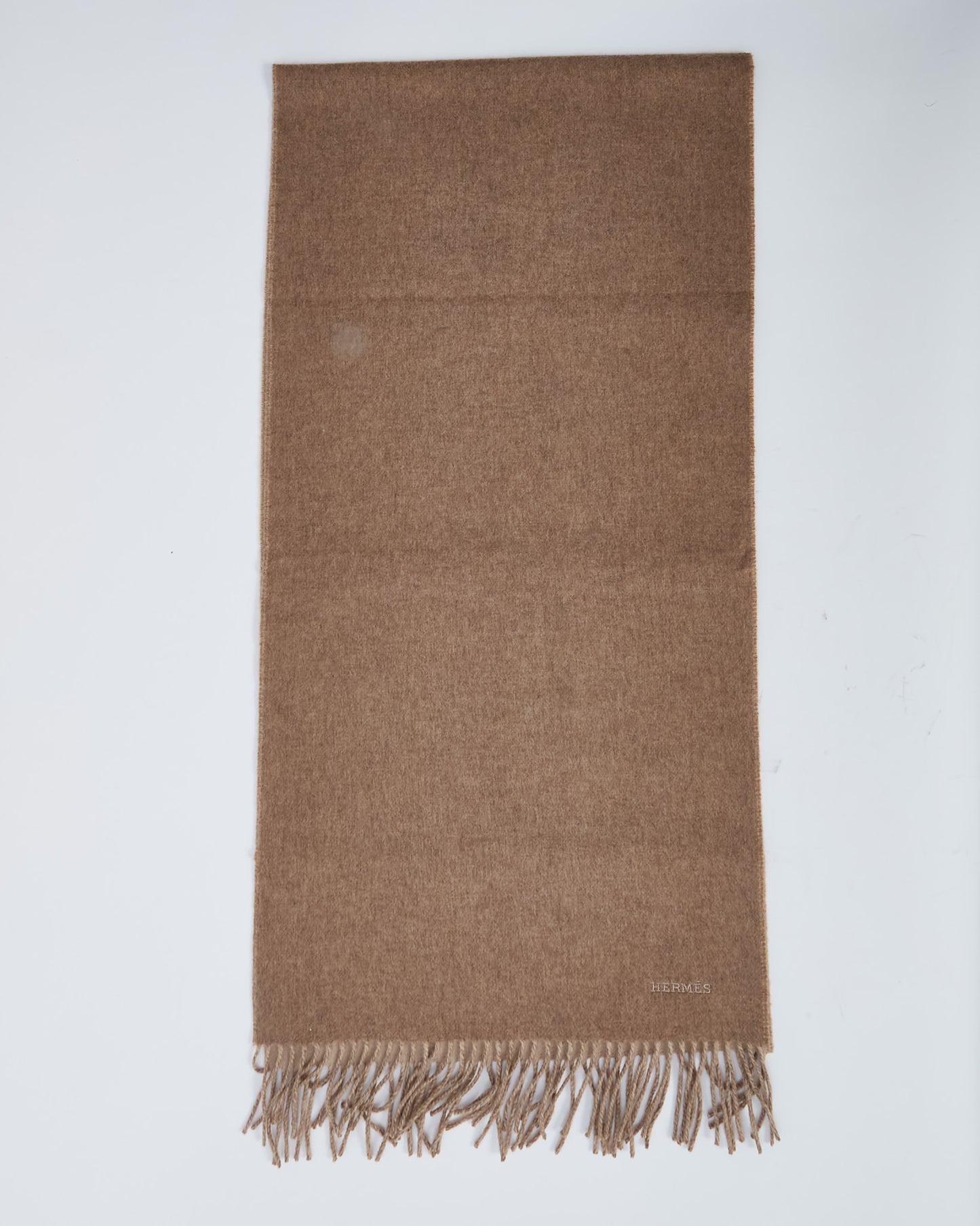 Hermès Brown Marron Glacé and Cream Craie Recto-Verso Cashmere Scarf
