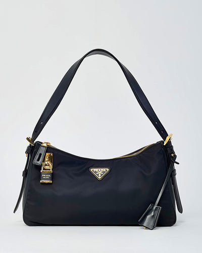 Prada Black Re-Nylon Large Aimee Shoulder Bag