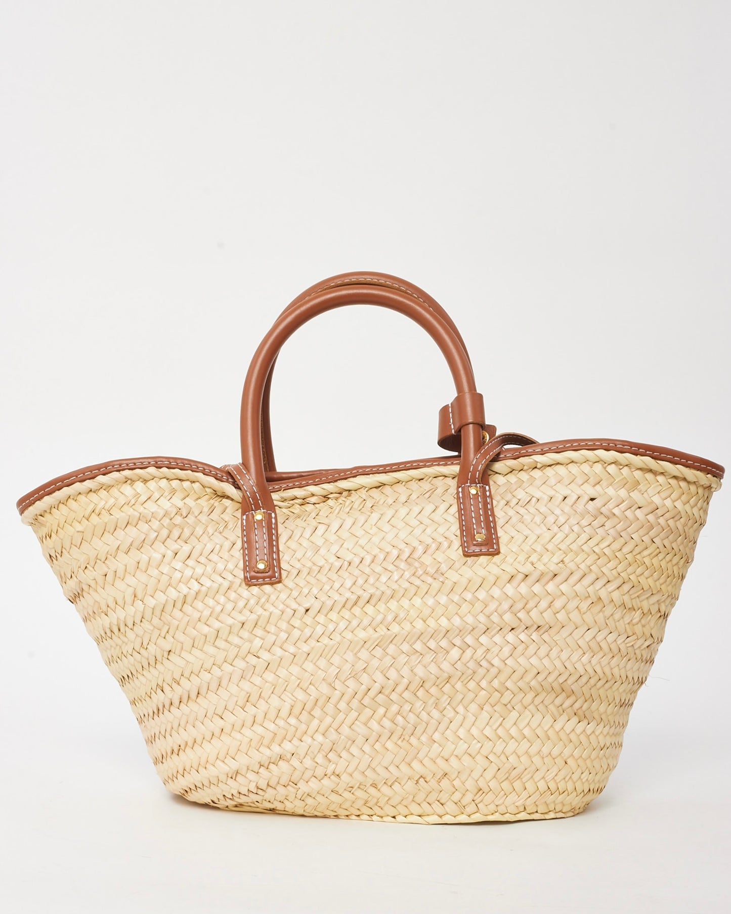 Jacquemus Light Brown Leather and Straw The Soli Basket Bag
